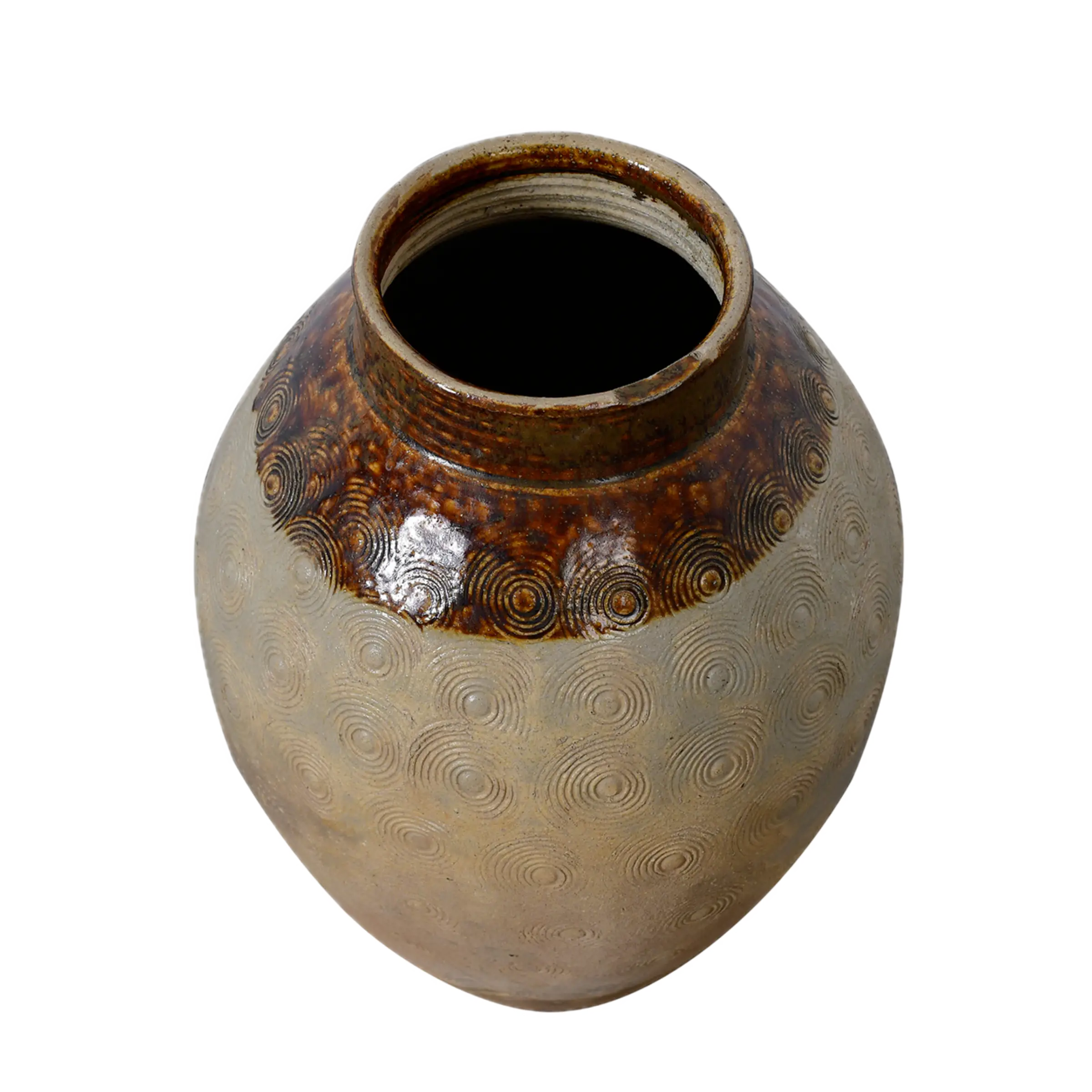 Zhenli – Pot ancien en grès à motifs concentriques n°2