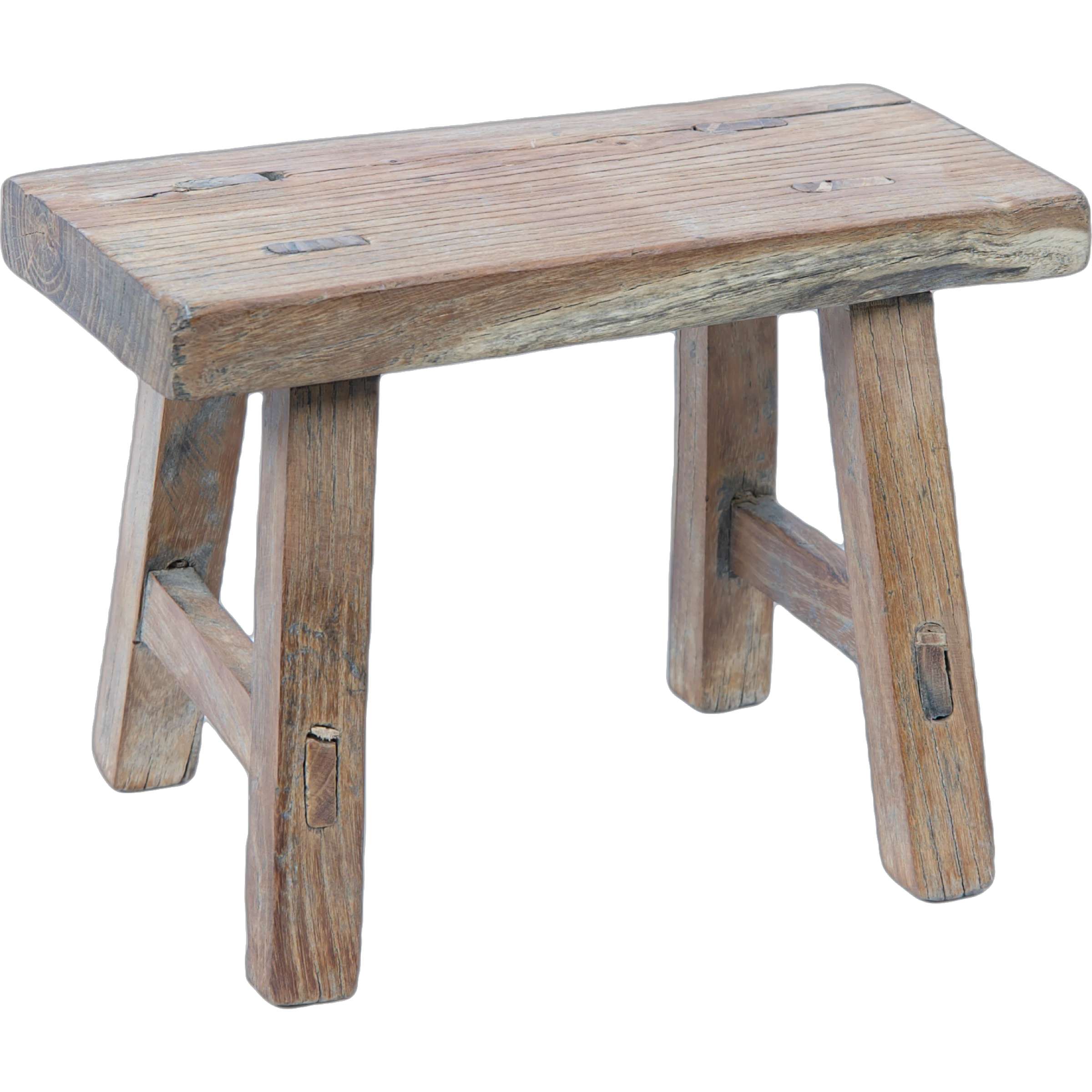 Nuo - Mini tabouret ancien en orme n°9