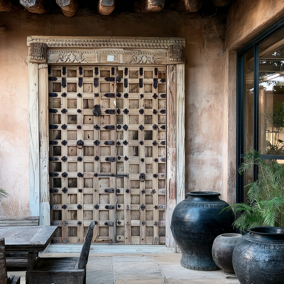 Dharnok - Ancienne porte indienne en bois massif