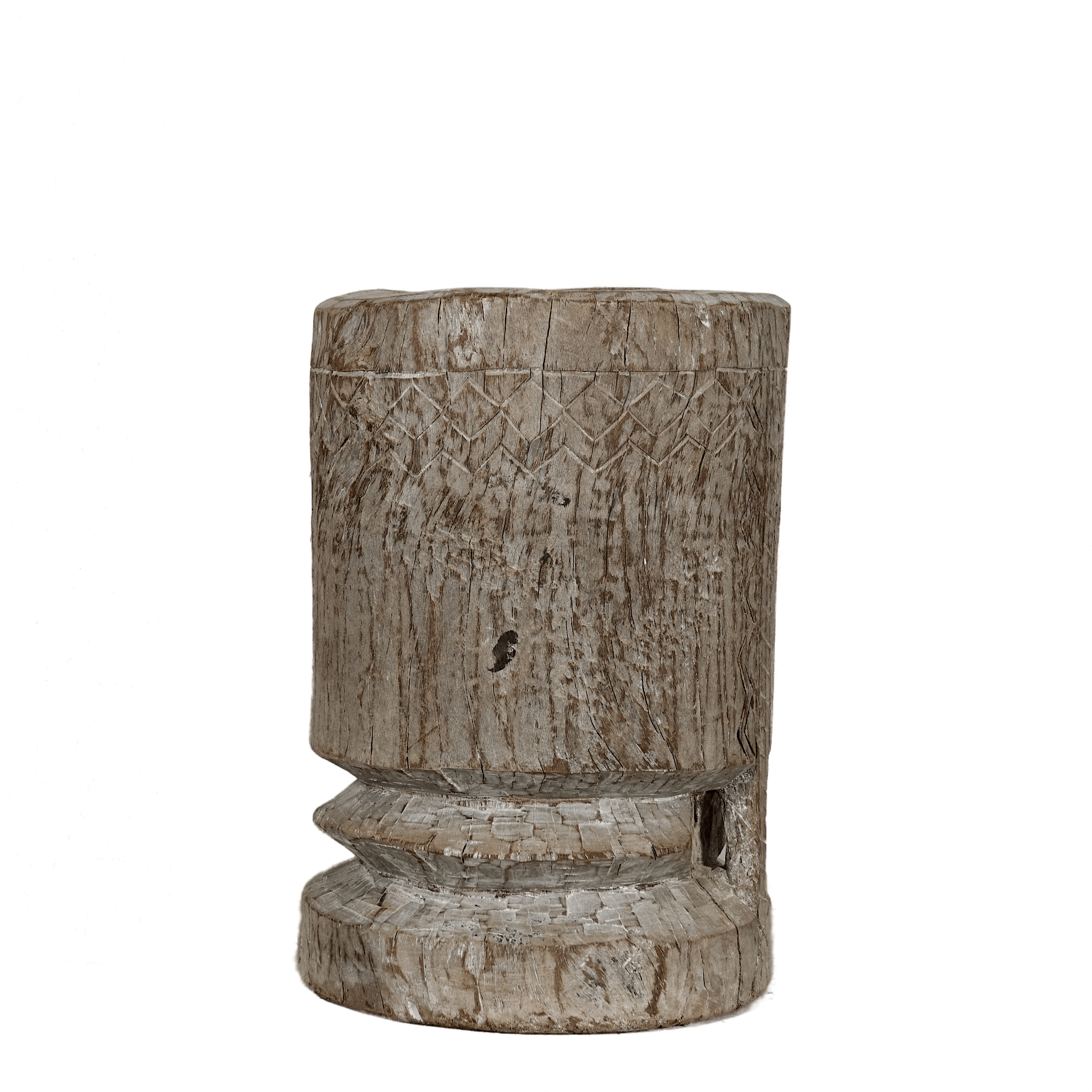 Okhli n°5 - Ancien mortier sculpté en bois