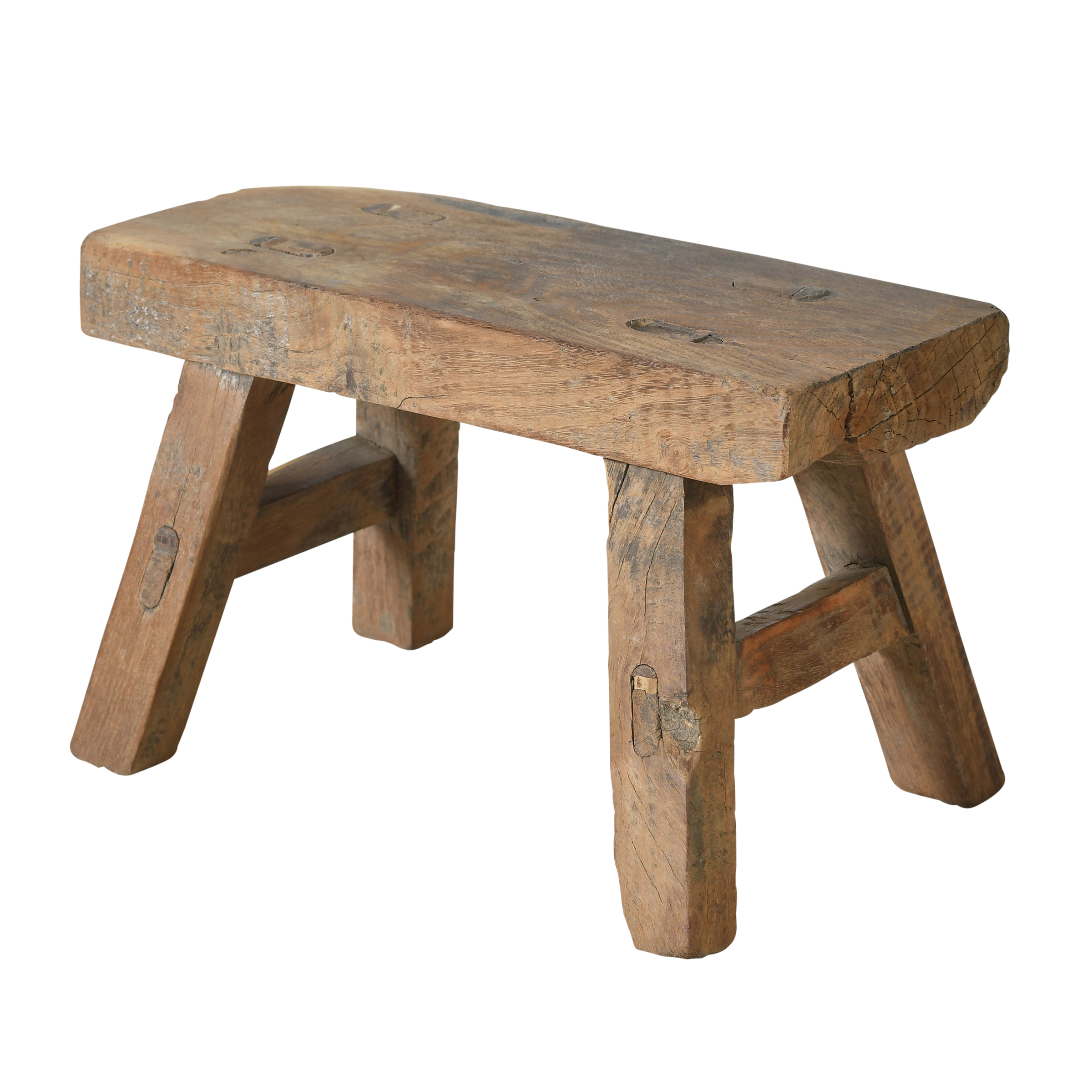 Nuo - Mini tabouret ancien en orme n°80 - vue 2