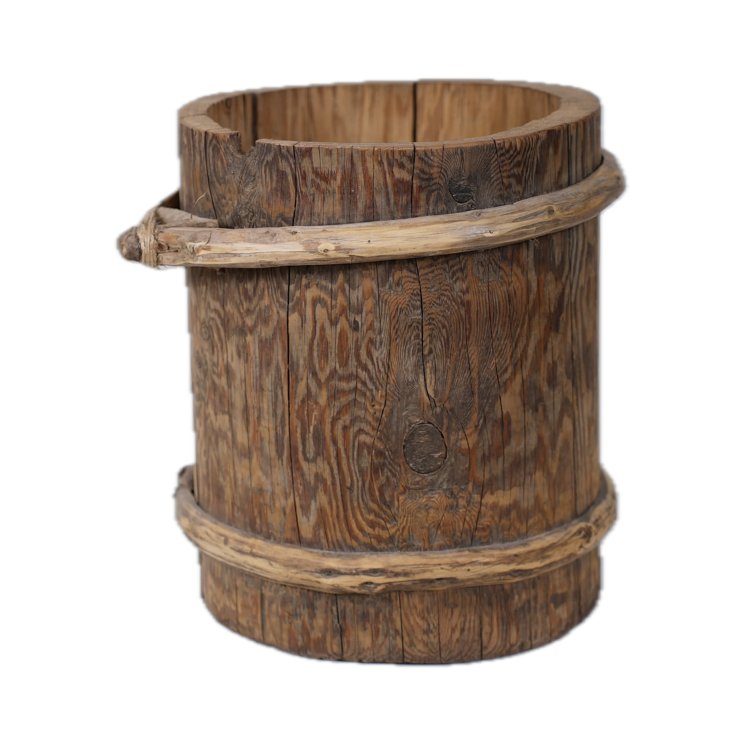 Shilou - Seau ancien en saule et pin n°4 - vue 2