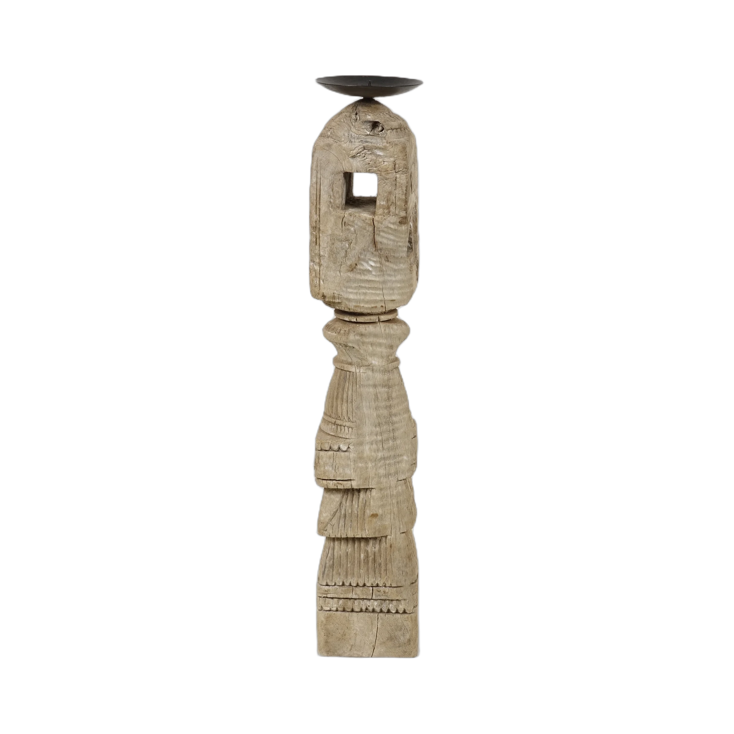 Raas - Bougeoir en bois clair sculpté n°5