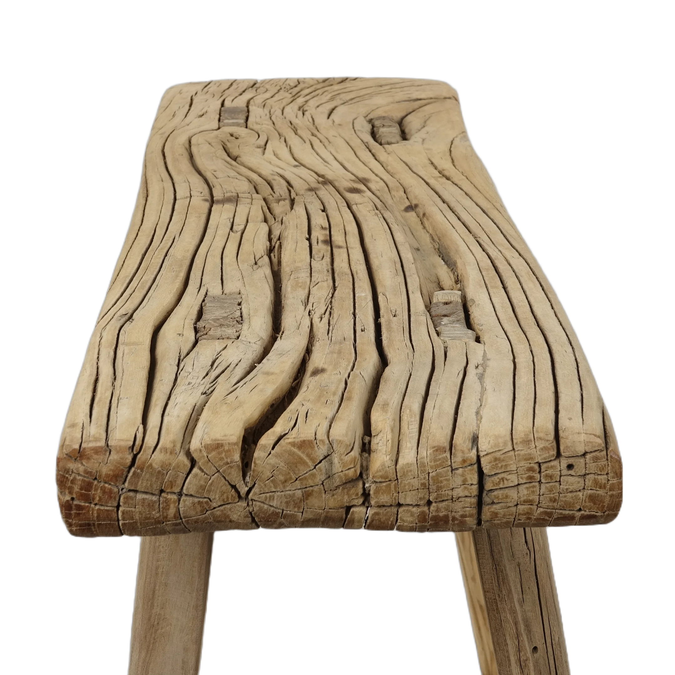 Zao - Tabouret rectangulaire en orme ancien n°13