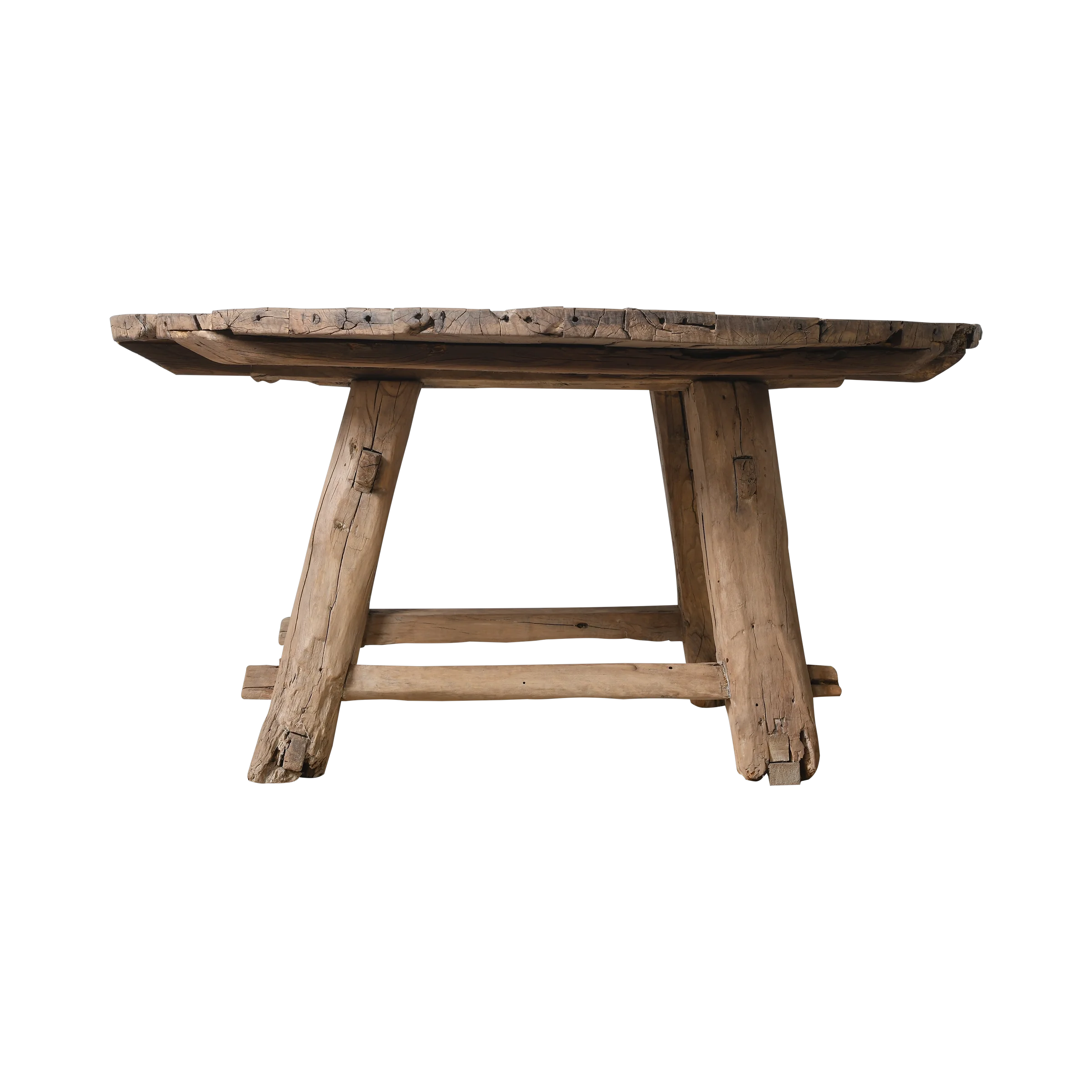 Xianping - Table basse ronde ancienne en orme massif n°1