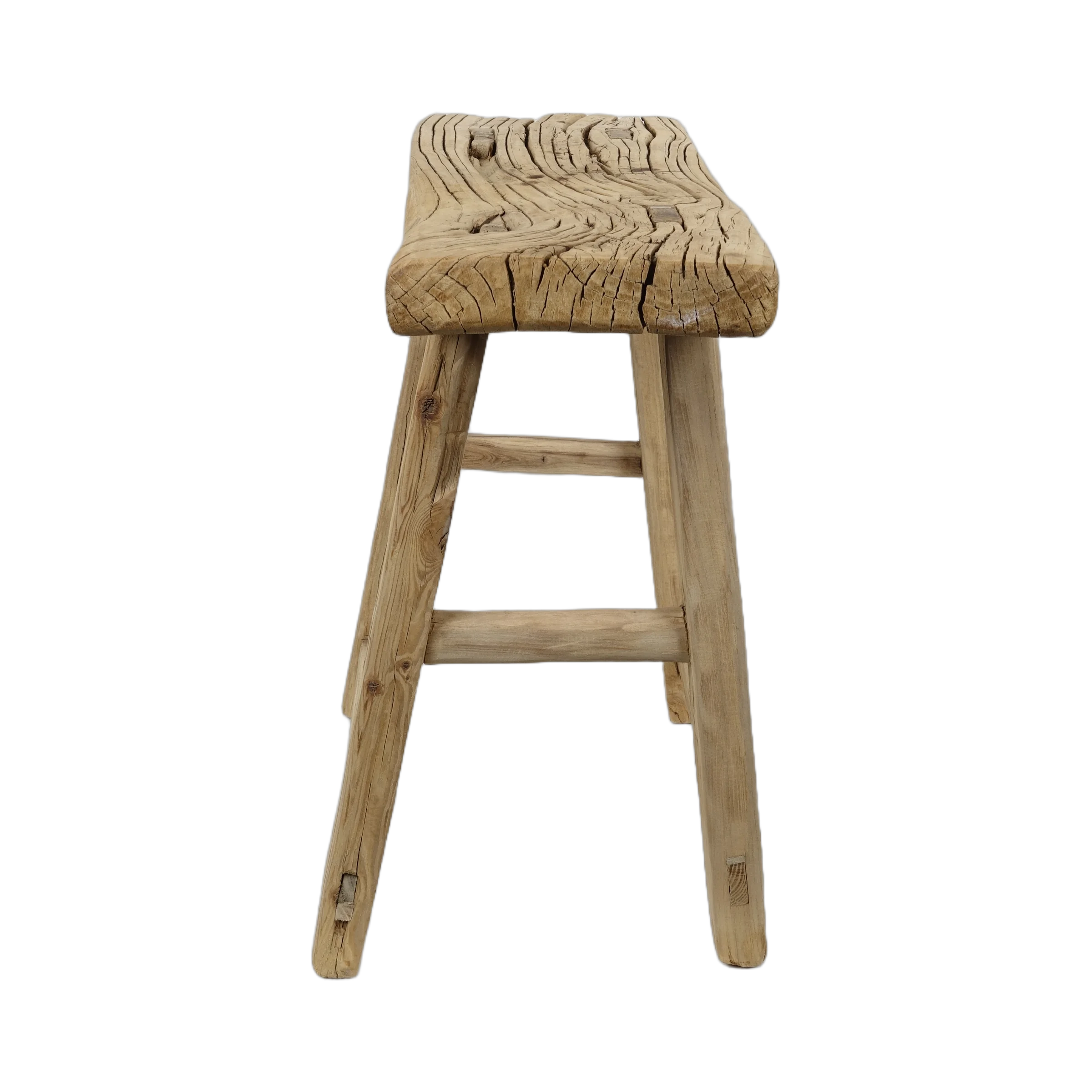 Zao - Tabouret rectangulaire en orme ancien n°13