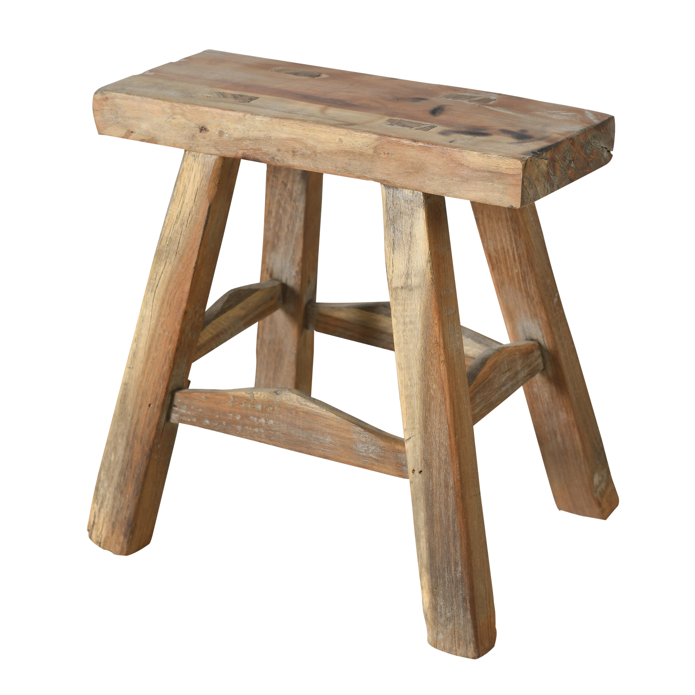 Nuo - Mini tabouret ancien en orme n°35 - vue 2