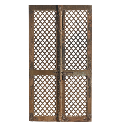 Jali - Porte indienne ancienne en bois ajouré n°3