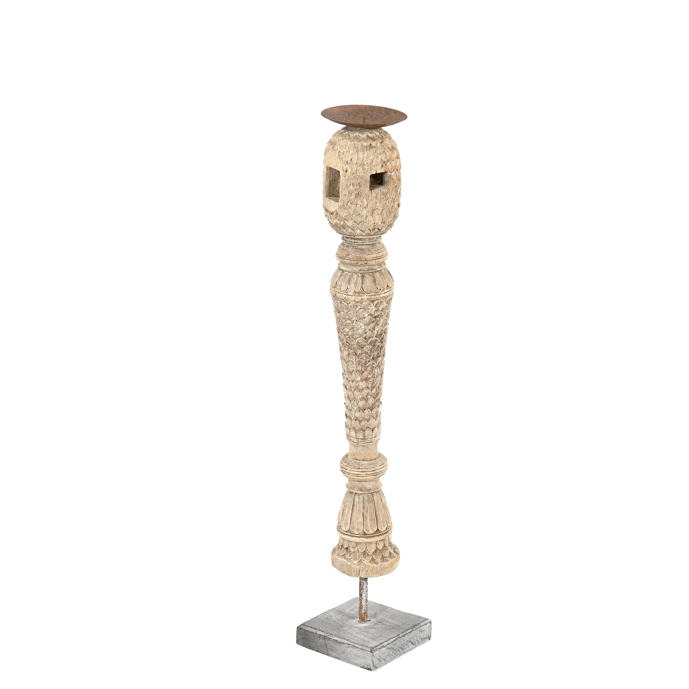 Rajvansh - old wooden candle holder n ° 14