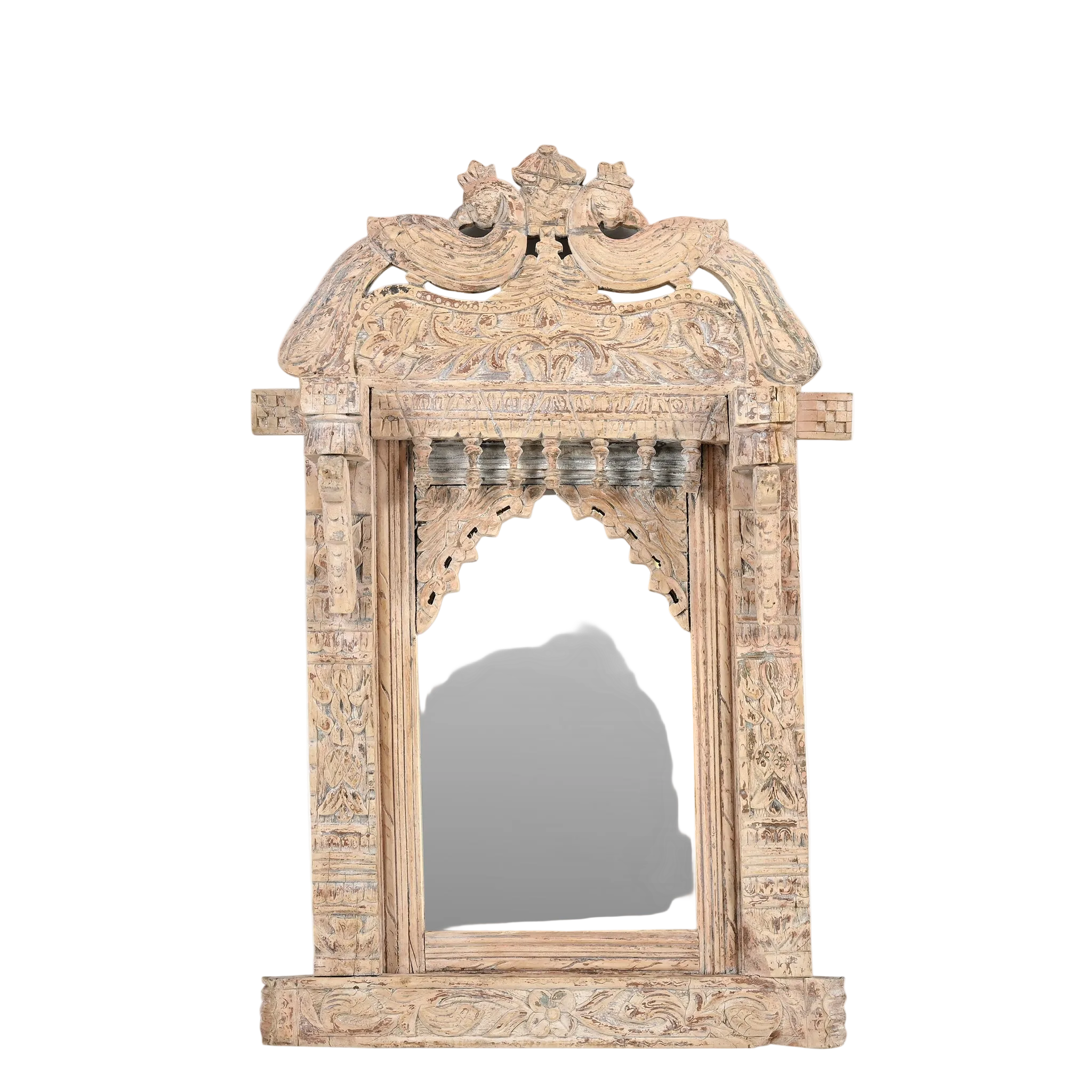 Jharokha - Miroir en bois sculpté