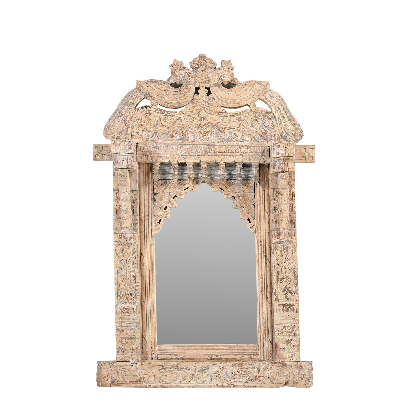 Jharokha - Miroir en bois sculpté