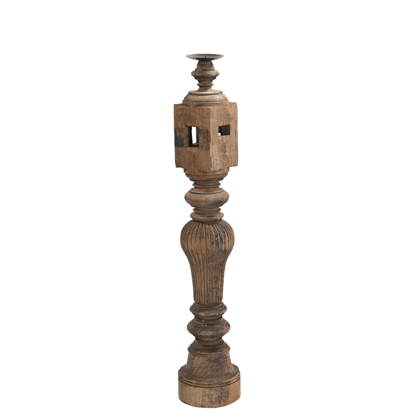 Raas - Carved light wood candle holder n°61
