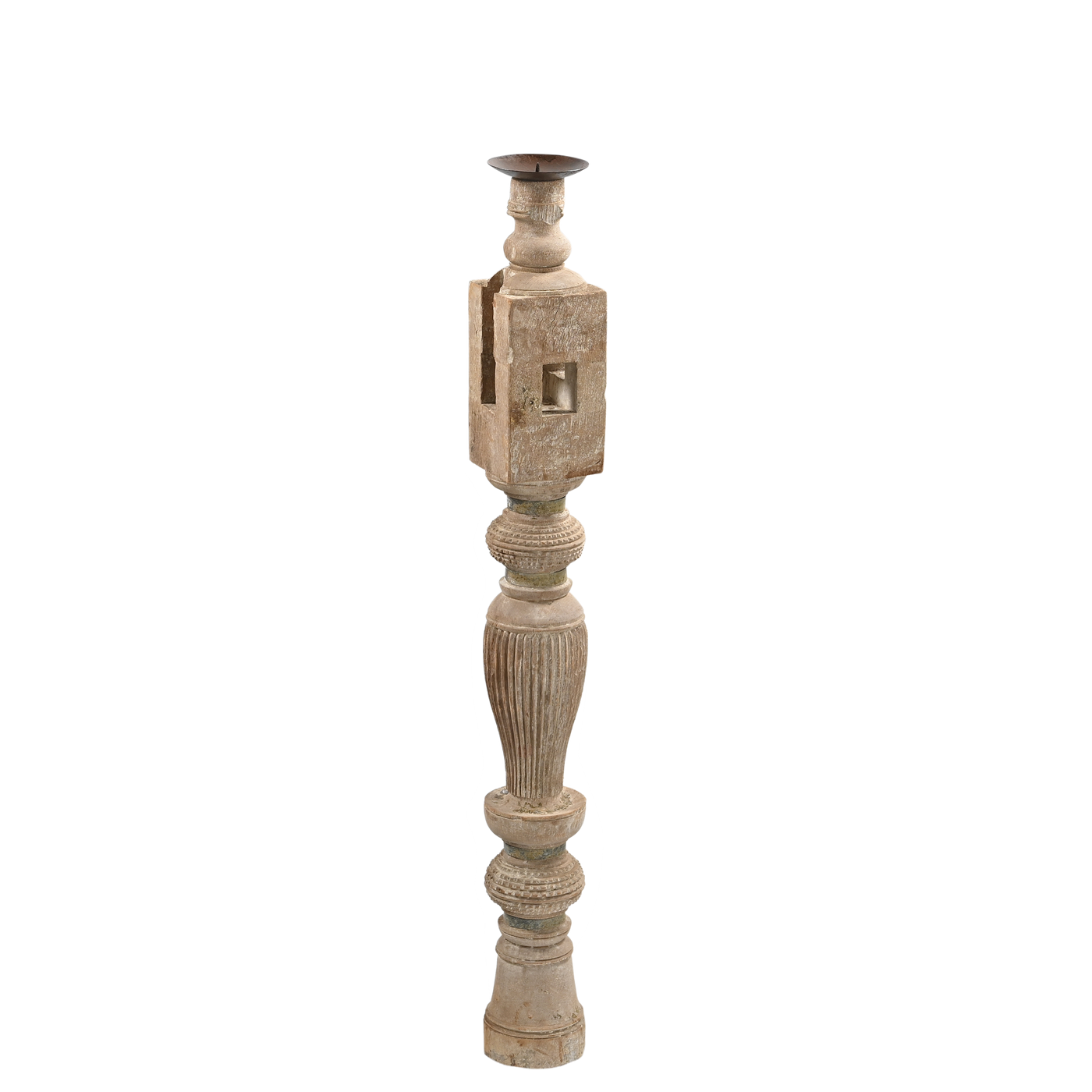 Raas - Carved light wood candle holder n°45