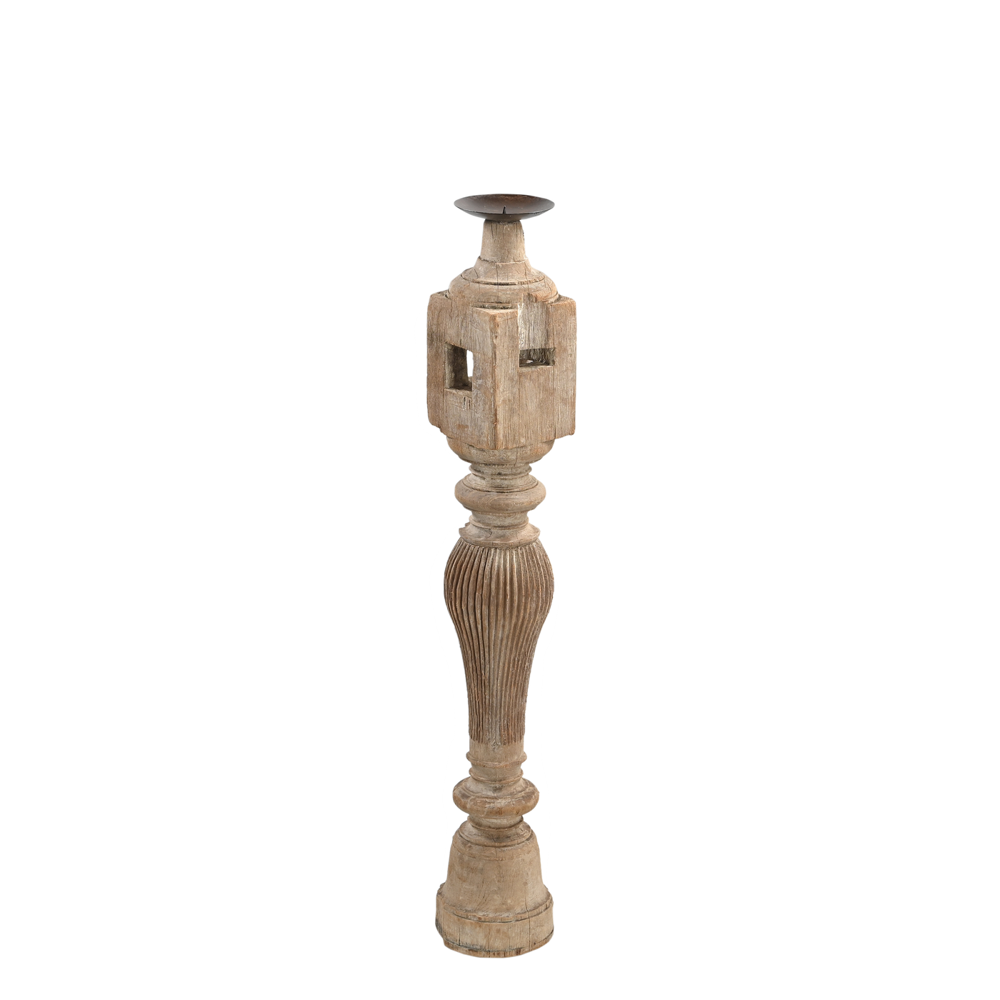 Raas - Carved light wood candle holder n°50