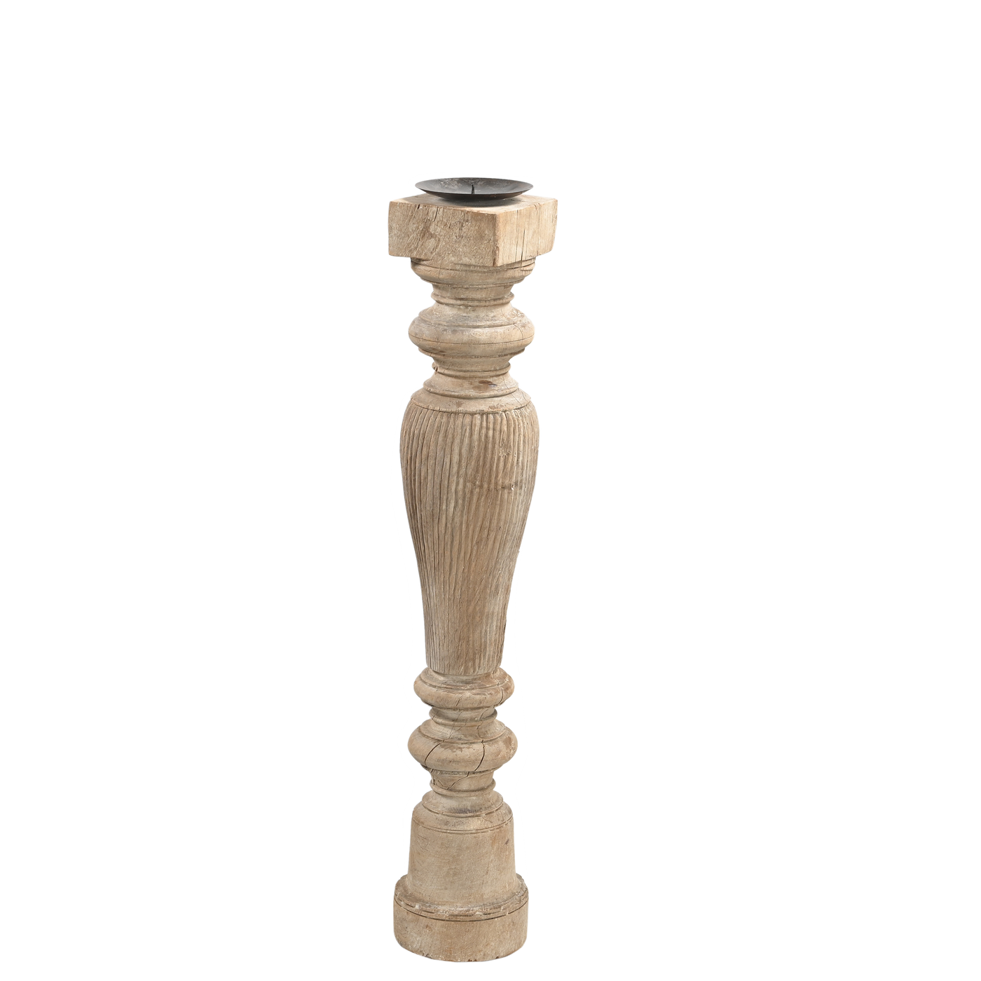 Raas - Carved light wood candle holder n°58