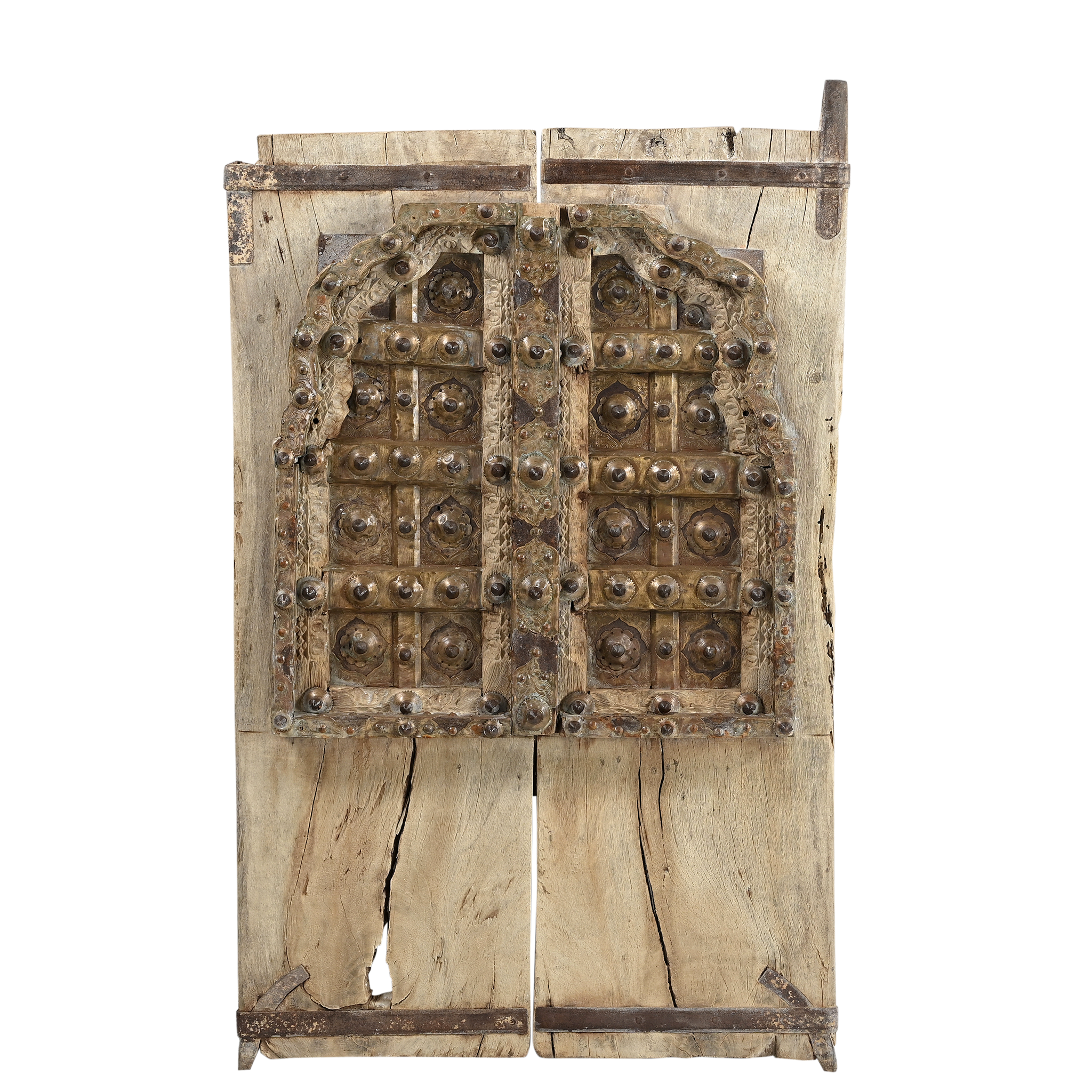 Adoni - Ancienne fenêtre en teck et laiton n°2