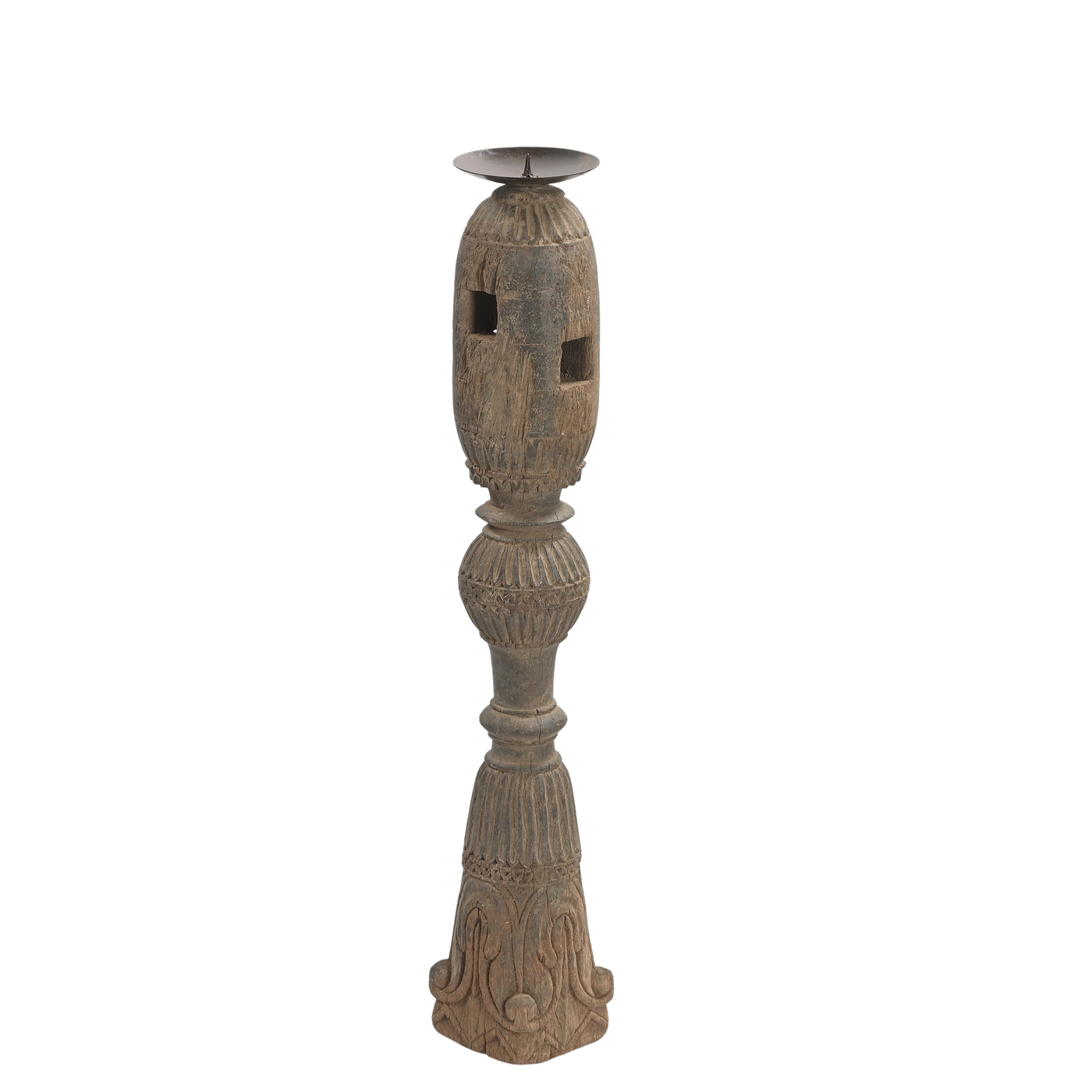 Rajvansh - Old wooden candle holder n°19
