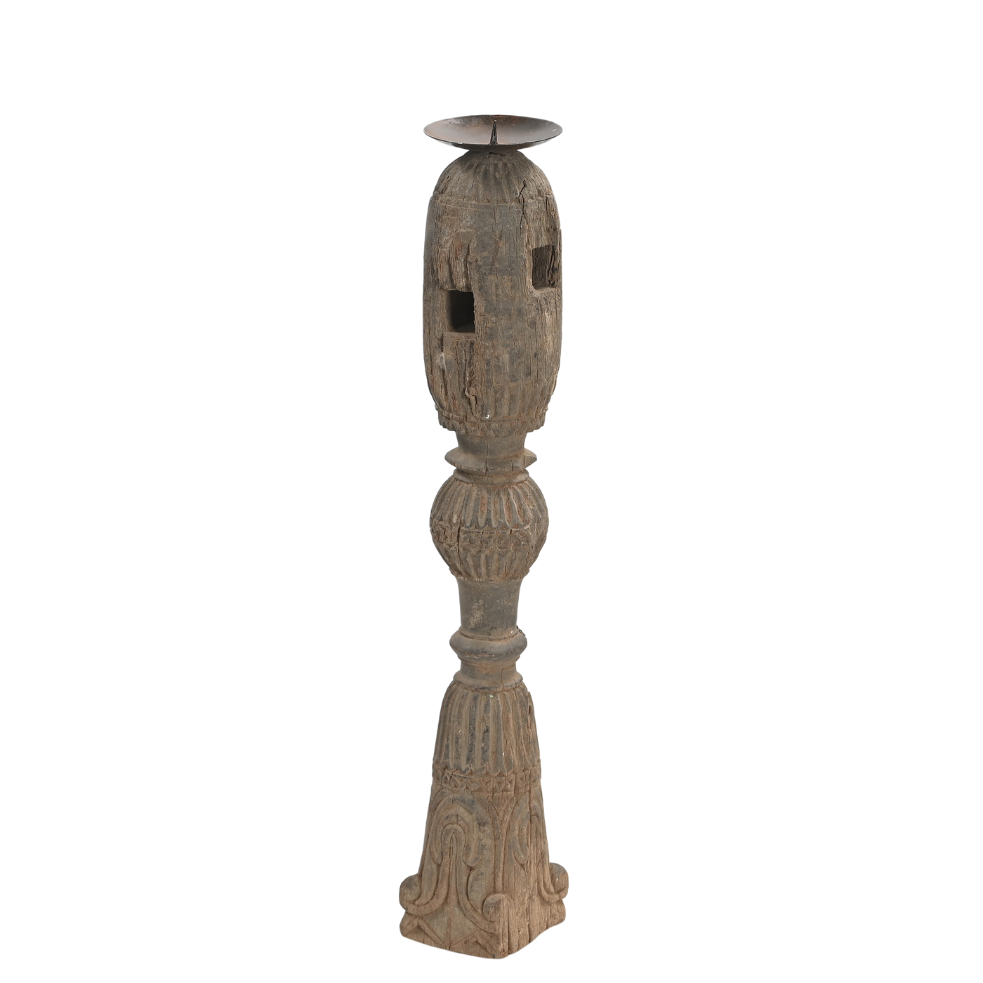 Rajvansh - Old wooden candle holder n°20