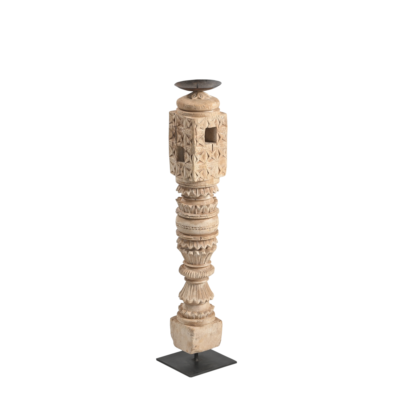 Rajvansh - Old wooden candle holder n°31