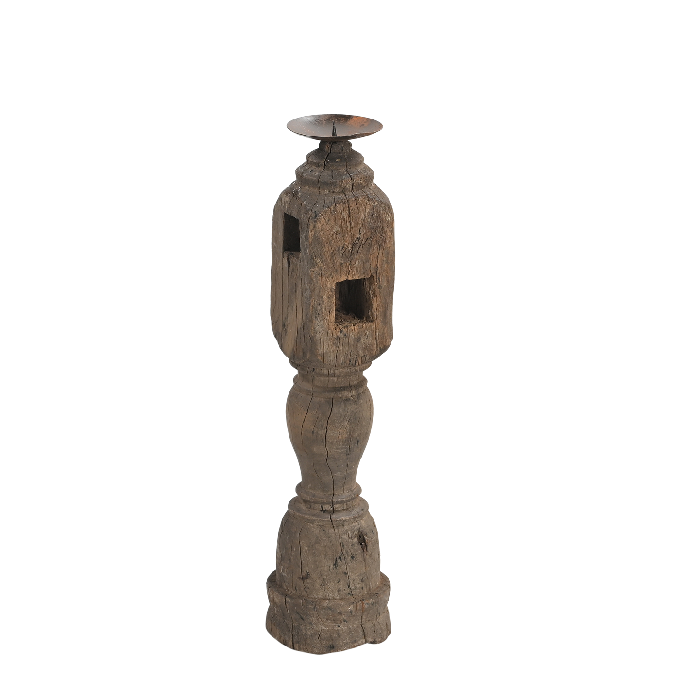 Raas - Carved light wood candle holder n°38