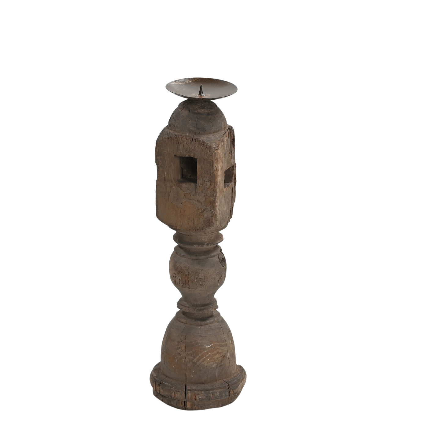 Raas - Carved light wood candle holder n°39