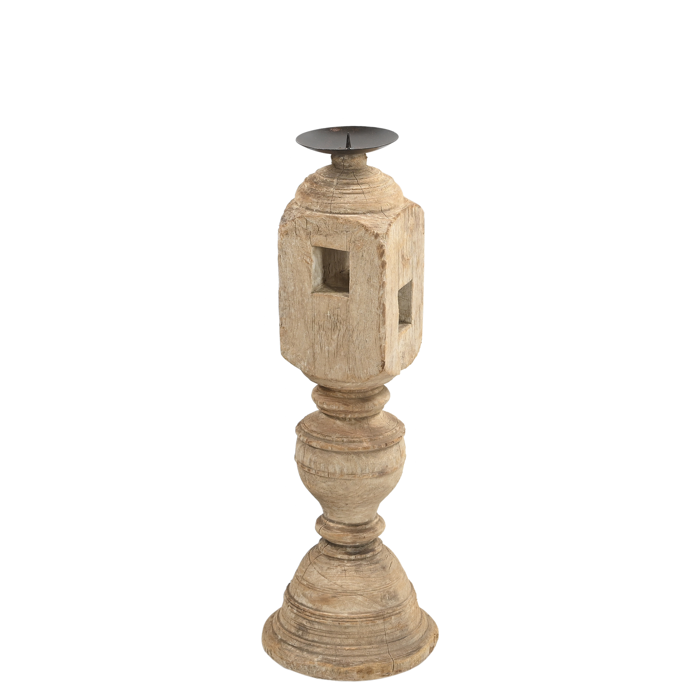 Rajvansh - Old wooden candle holder n°34