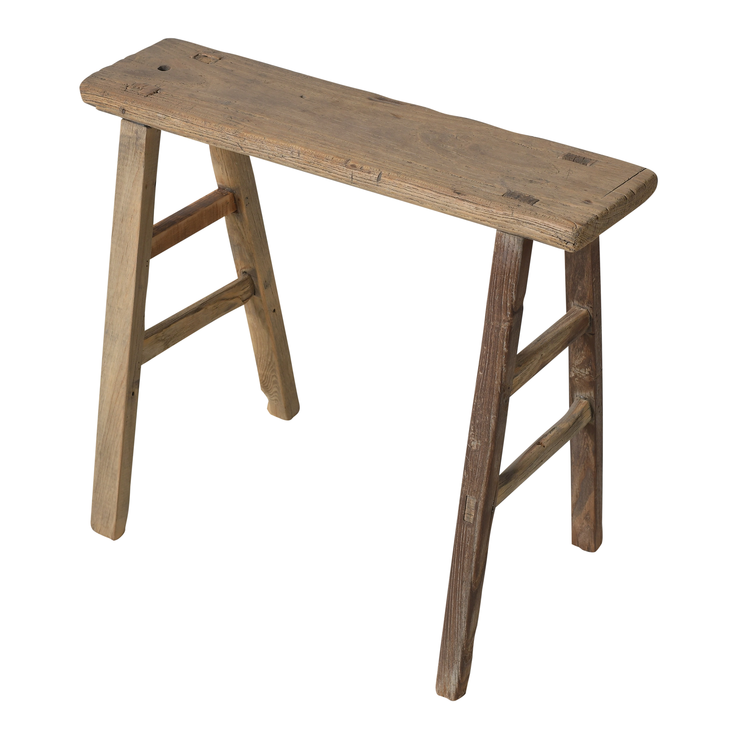 Zin - Tabouret rectangulaire en orme ancien n°5 - vue 2