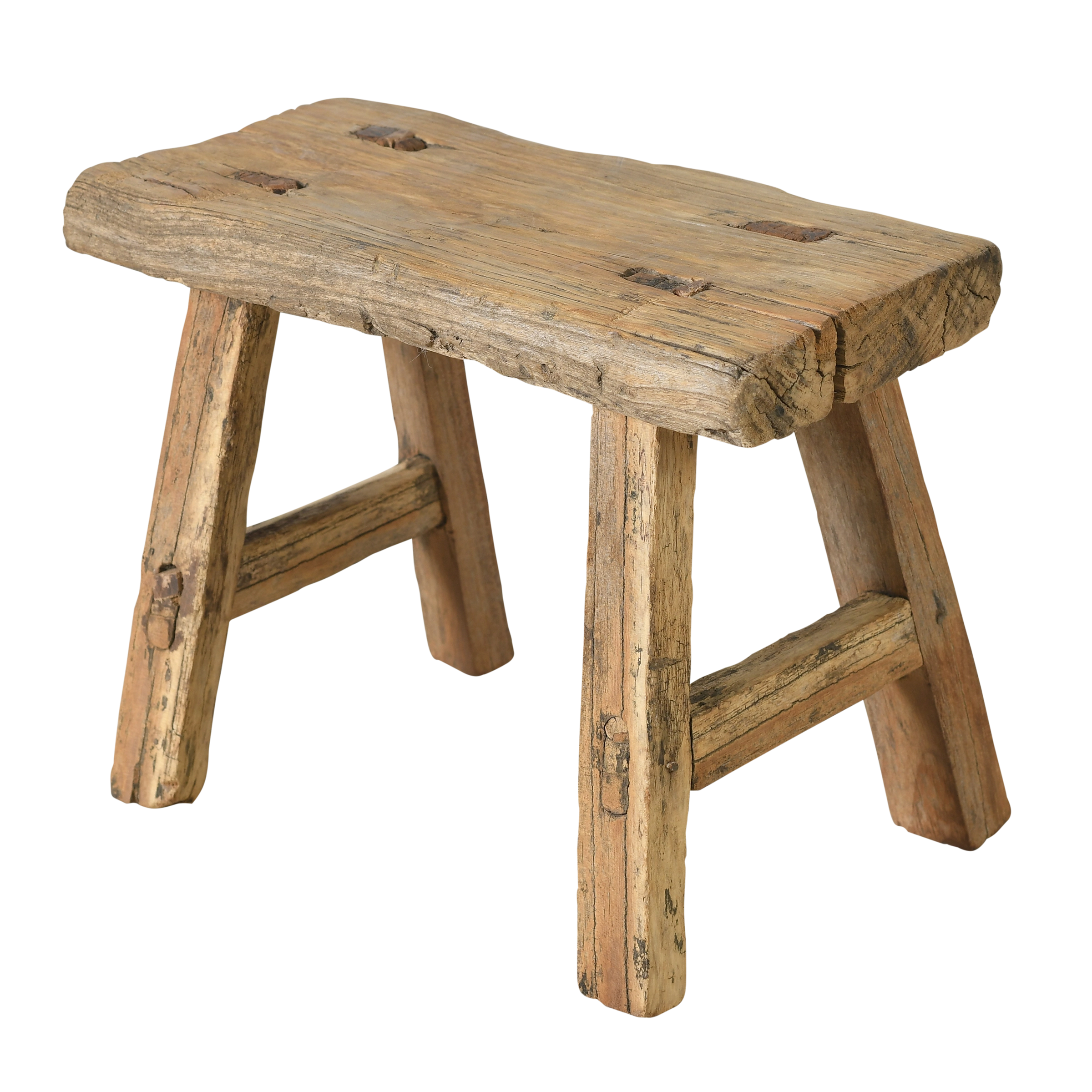 Nuo - Mini tabouret ancien en orme n°57 - vue 2