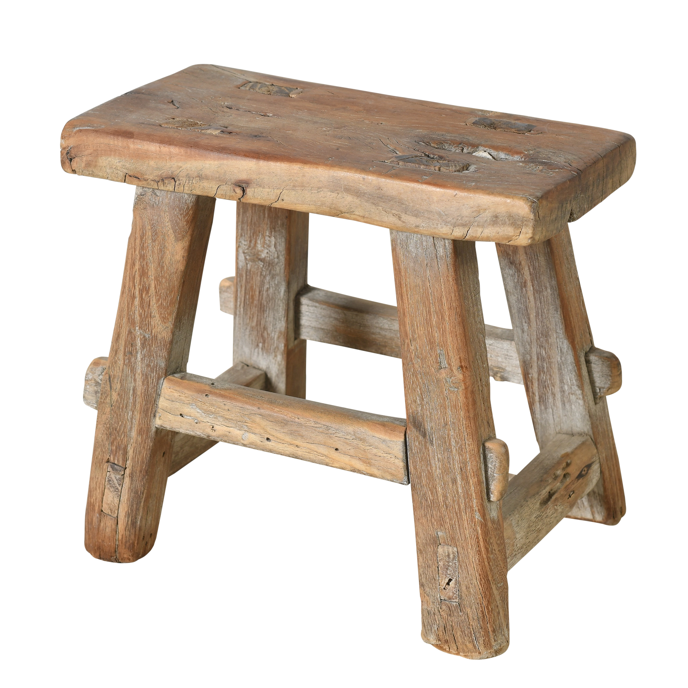 Nuo - Mini tabouret ancien en orme n°67 - vue 2