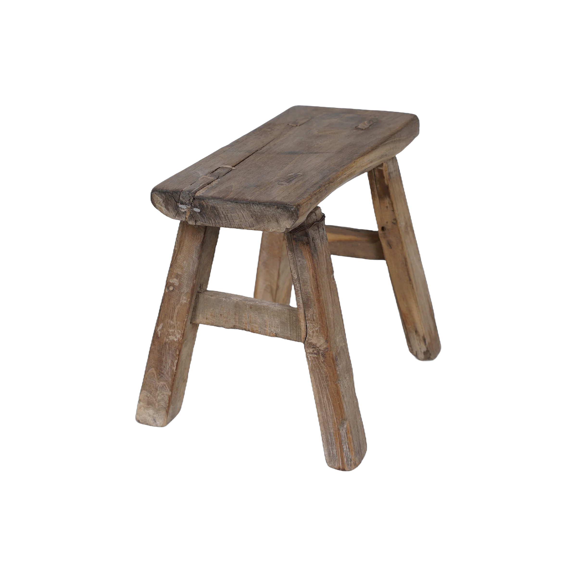 Nuo - Mini tabouret ancien en orme n°1 - vue 3