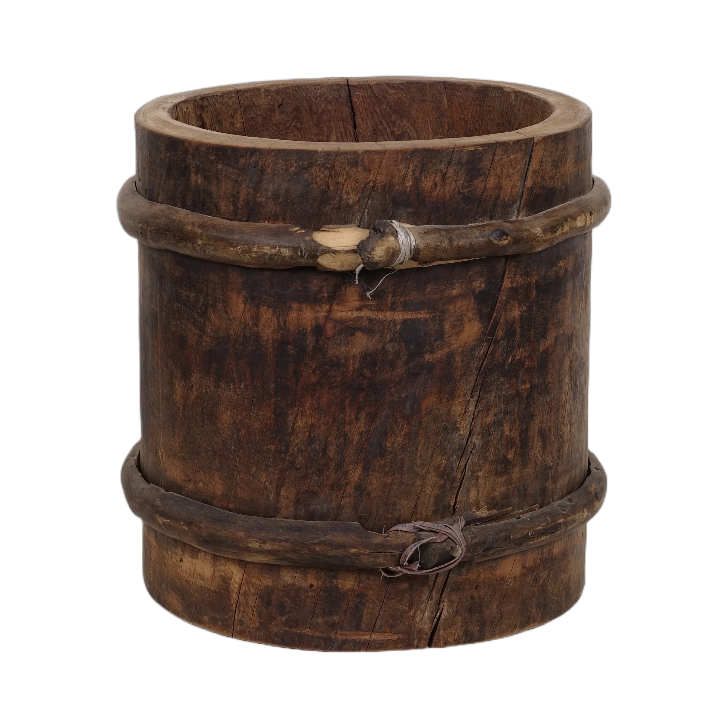 Shilou - Seau ancien en saule et pin n°3