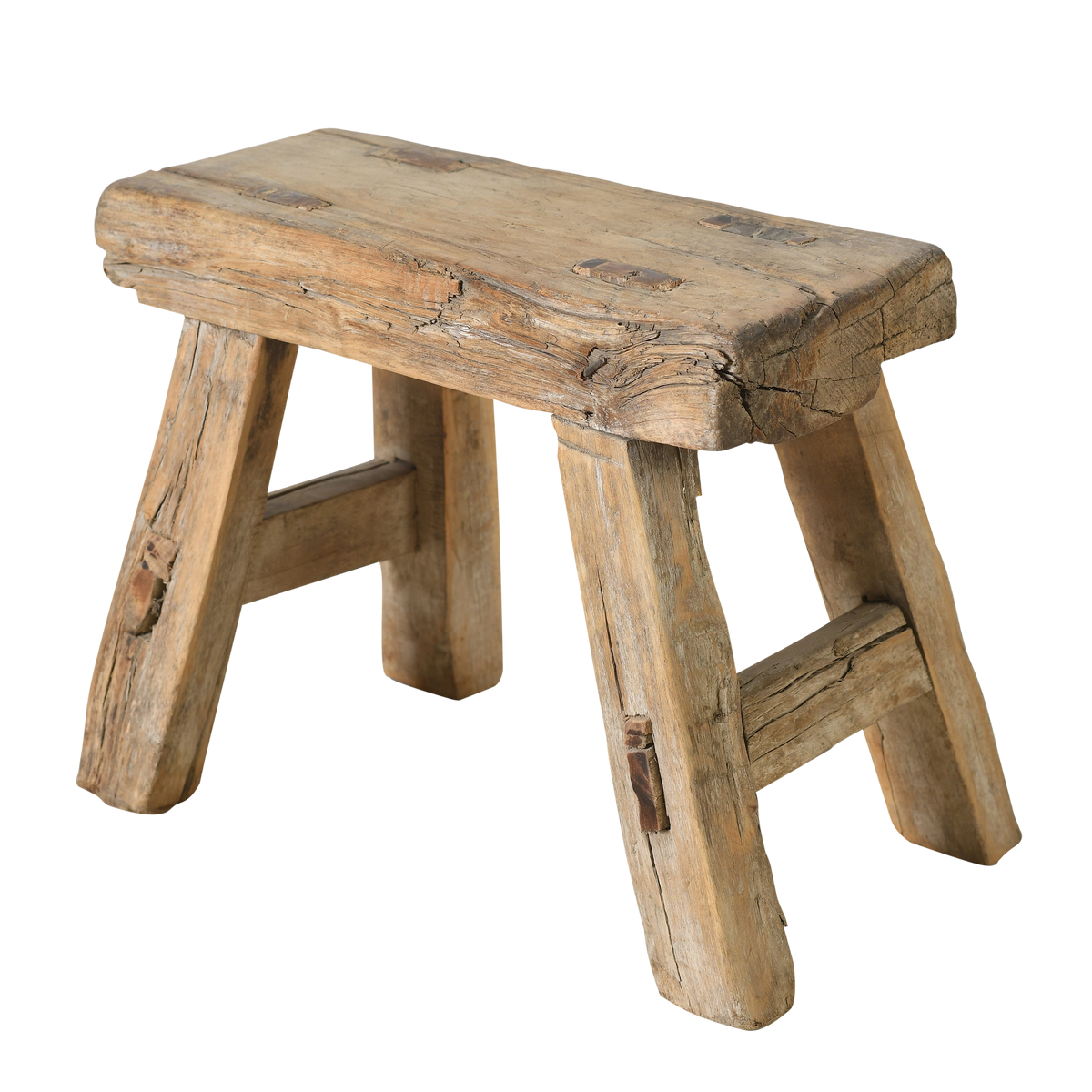 Nuo - Mini tabouret ancien en orme n°52 - vue 2