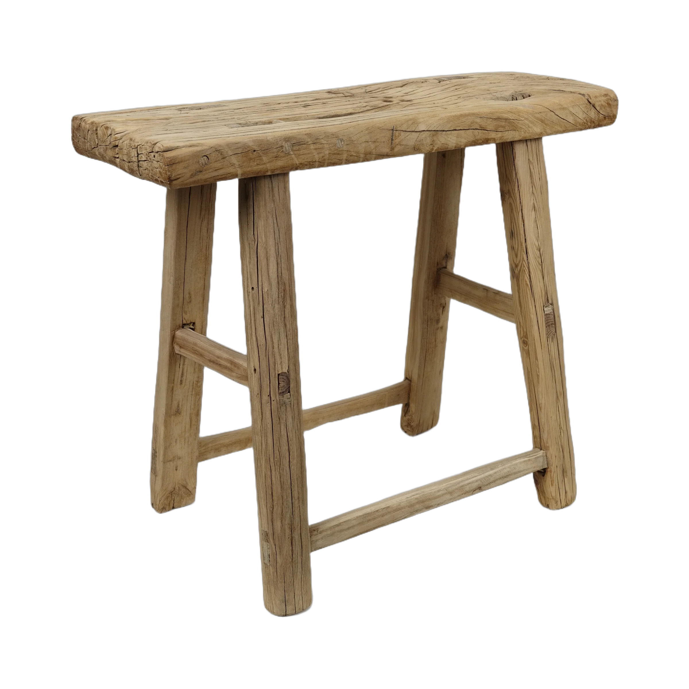 Zao - Tabouret rectangulaire en orme ancien n°13