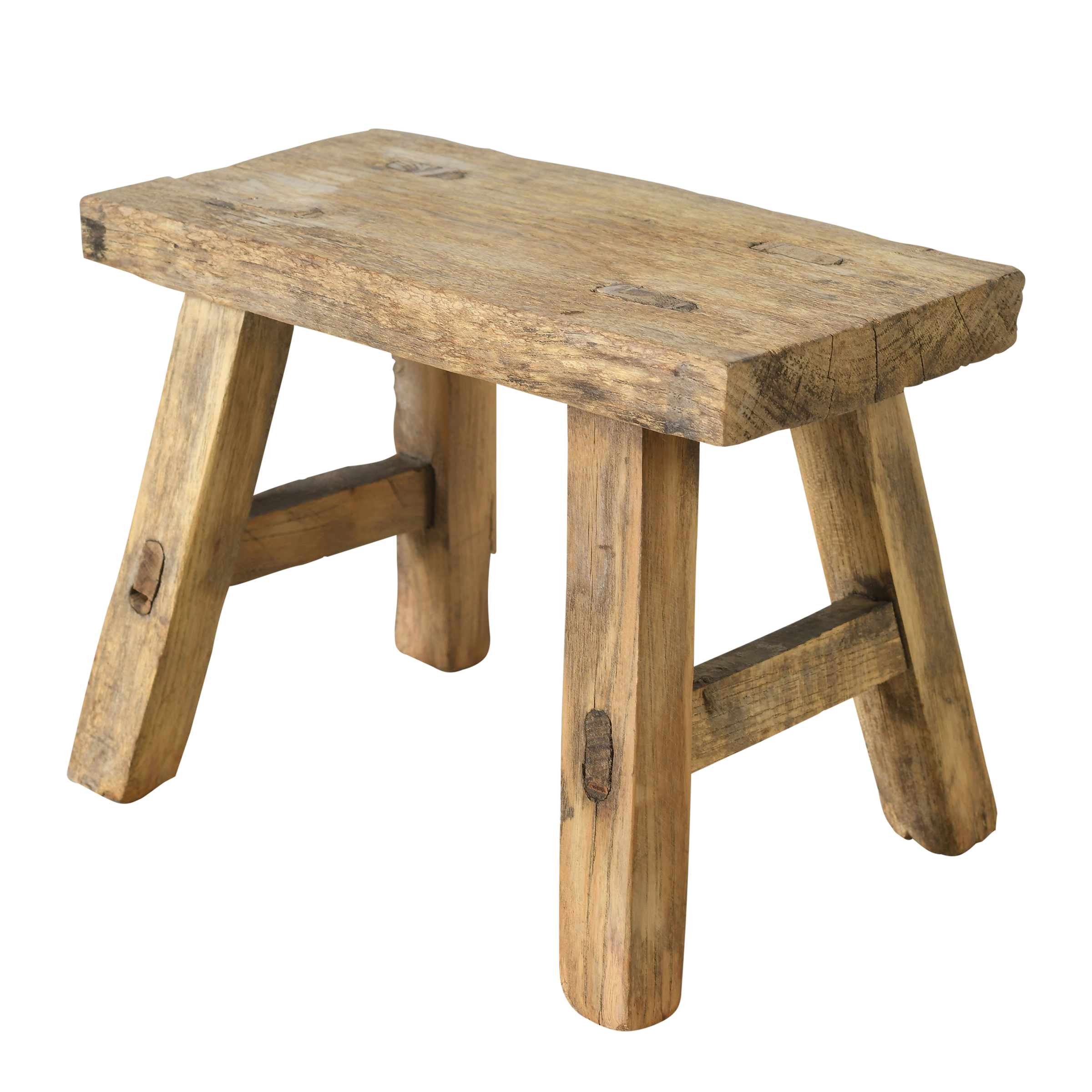 Nuo - Mini tabouret ancien en orme n°48 - vue 2