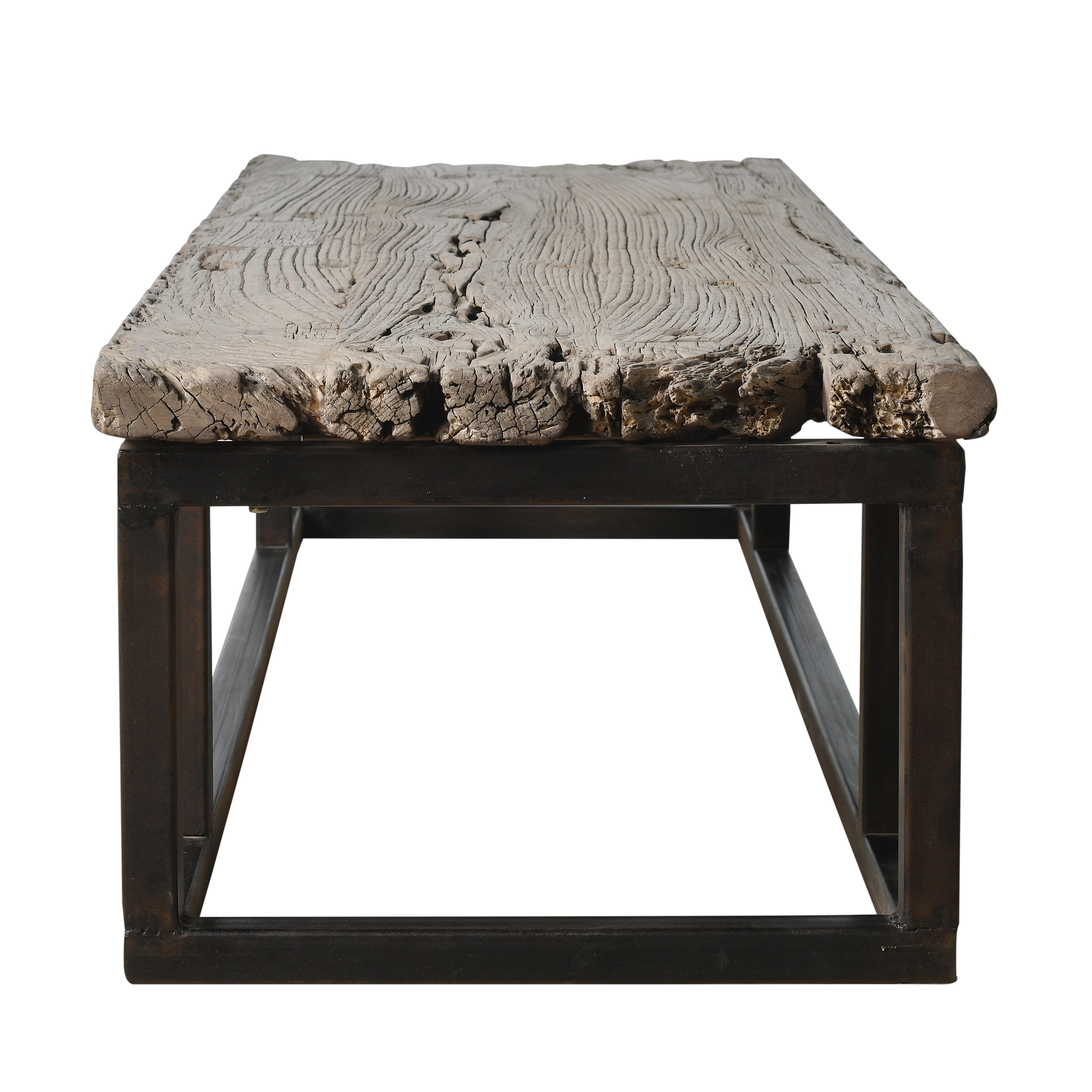 Guyuan – Table basse en orme ancien et structure en métal n°2 - vue 3