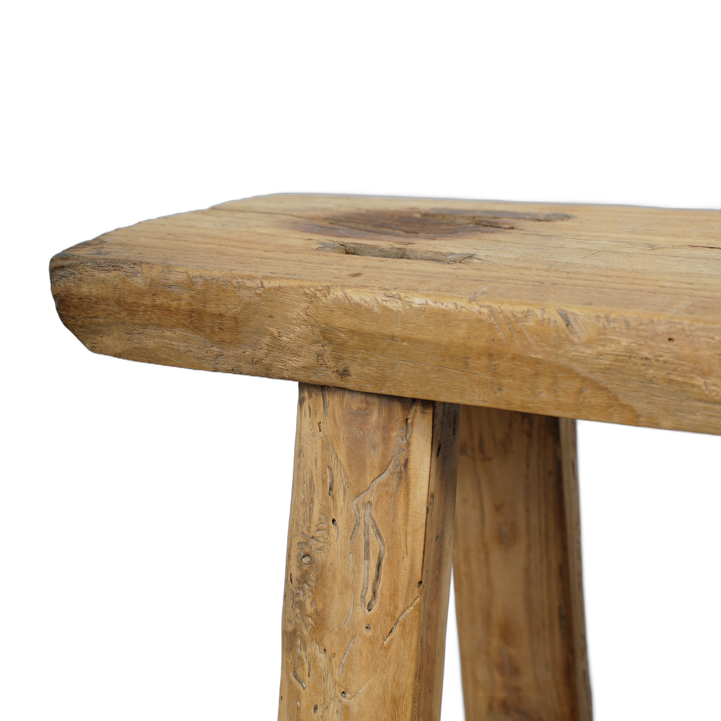 Zao - Tabouret chinois ancien en orme n°31 - vue 7
