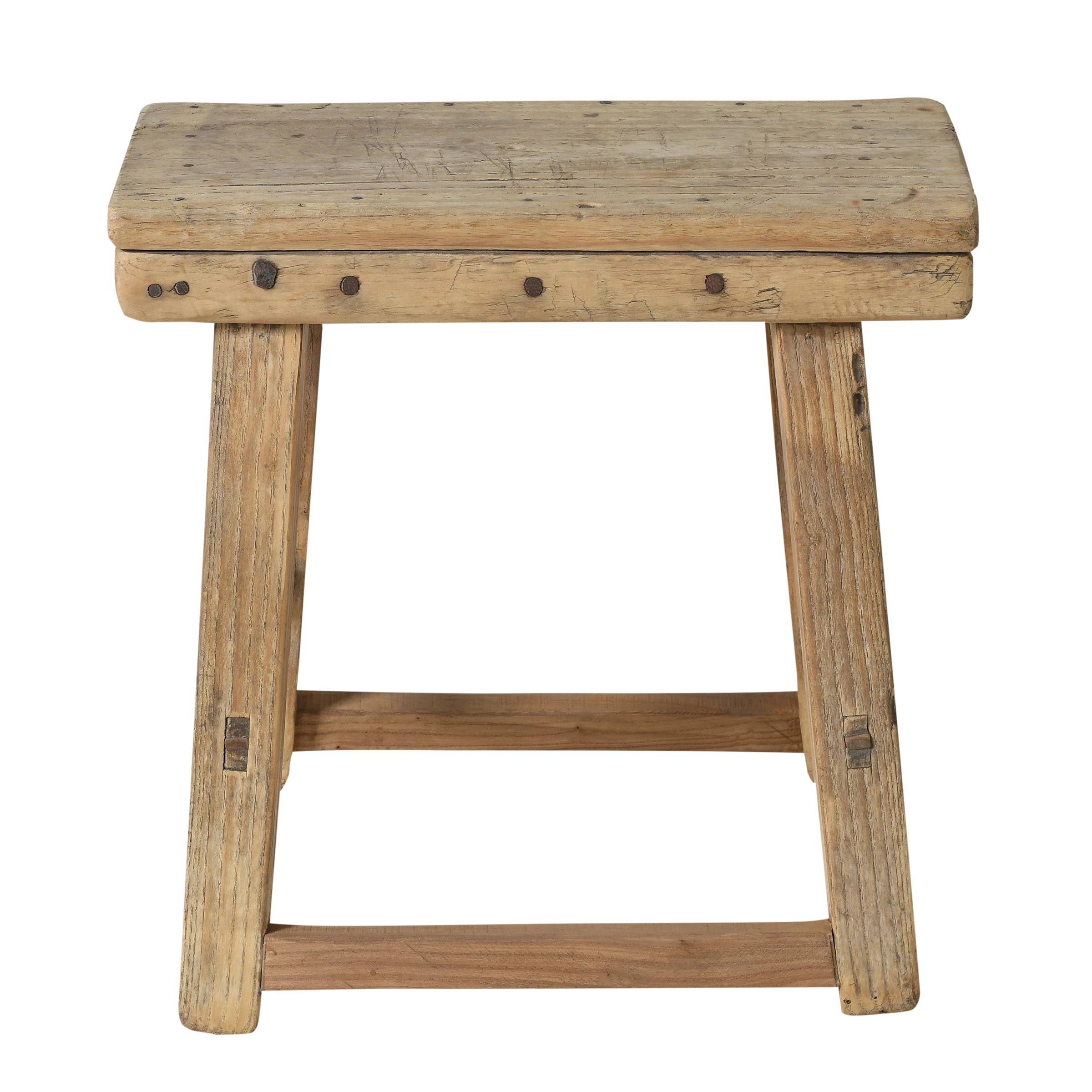 Zin - Tabouret rectangulaire en orme ancien n°2