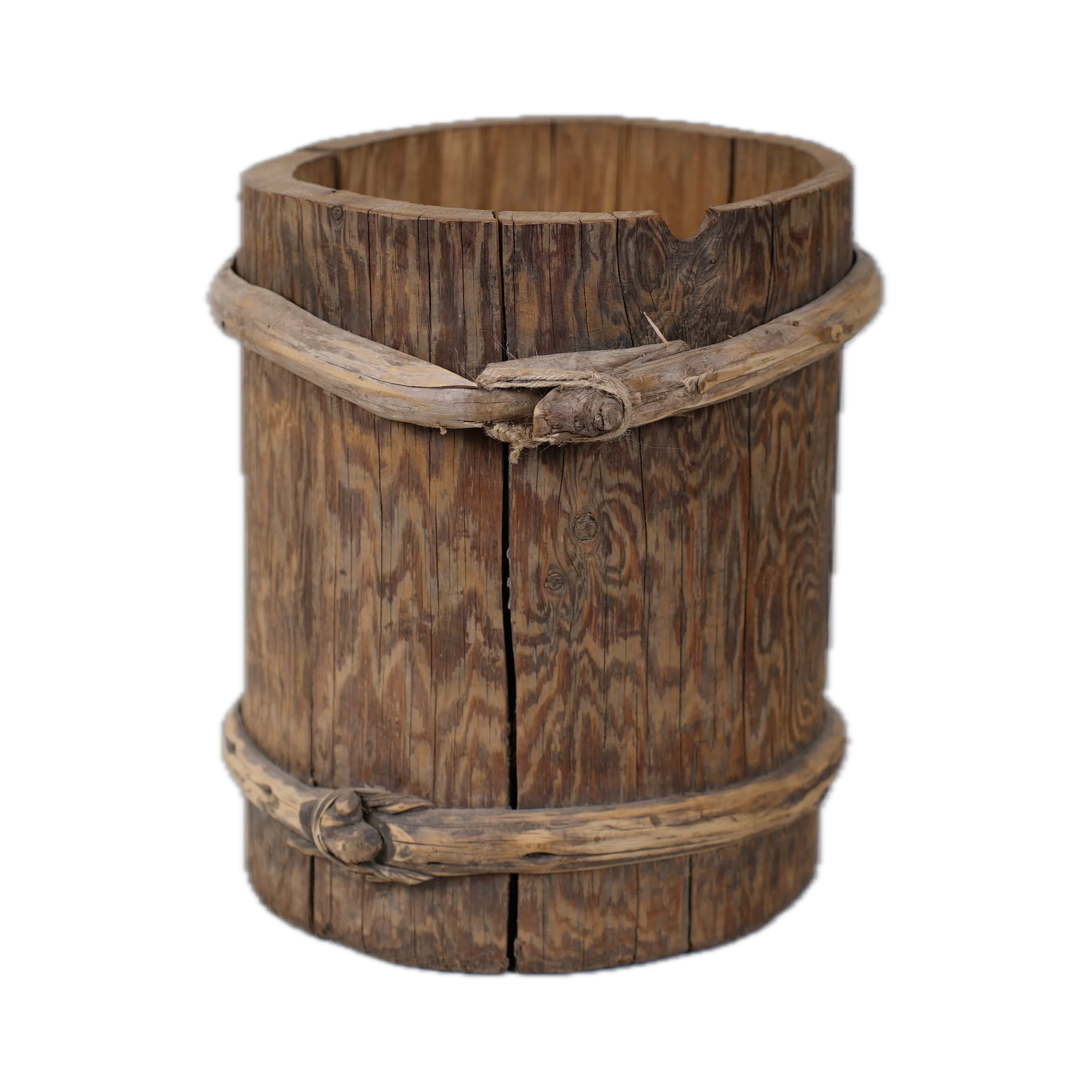 Shilou - Seau ancien en saule et pin n°4