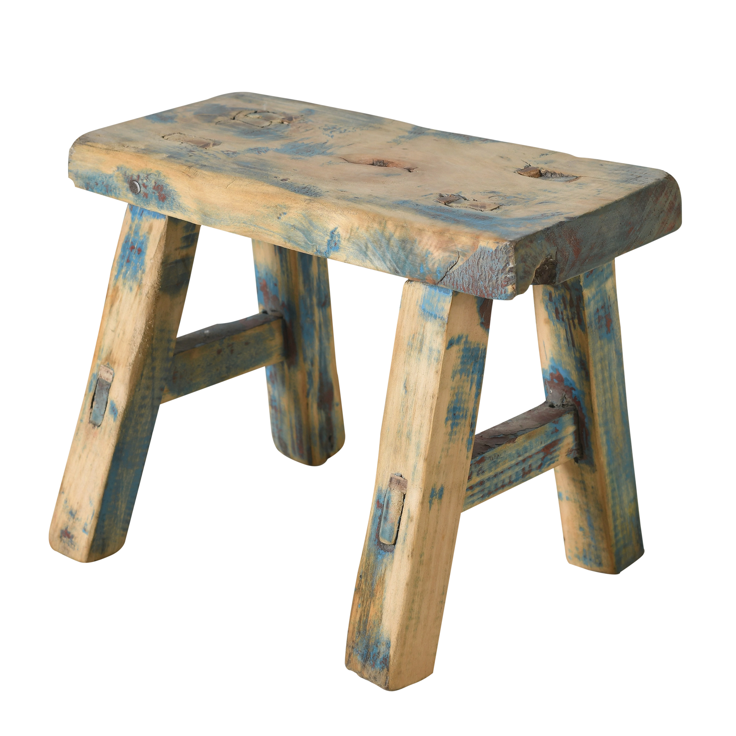 Nuo - Mini tabouret ancien en orme n°46 - vue 2