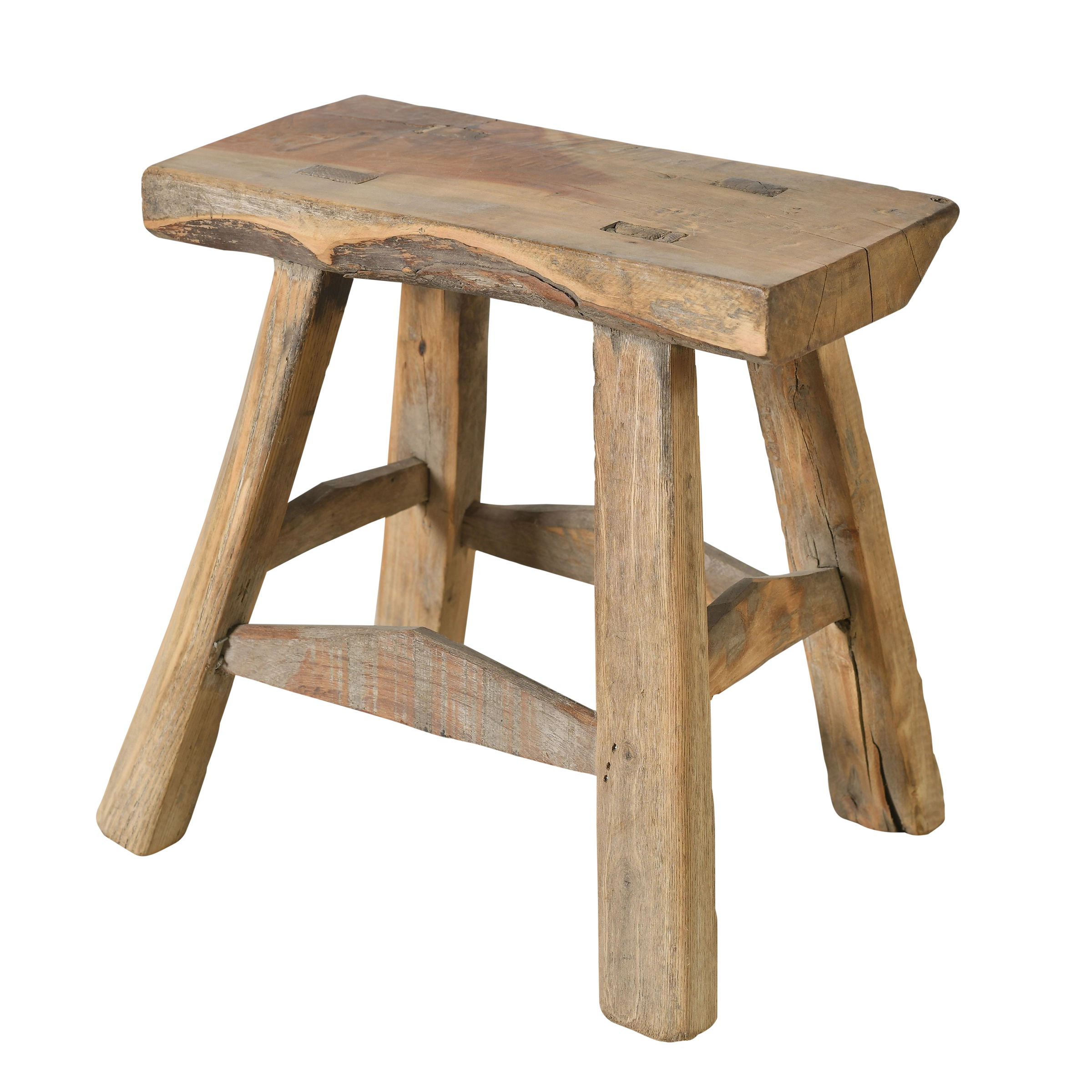 Nuo - Mini tabouret ancien en orme n°70 - vue 2