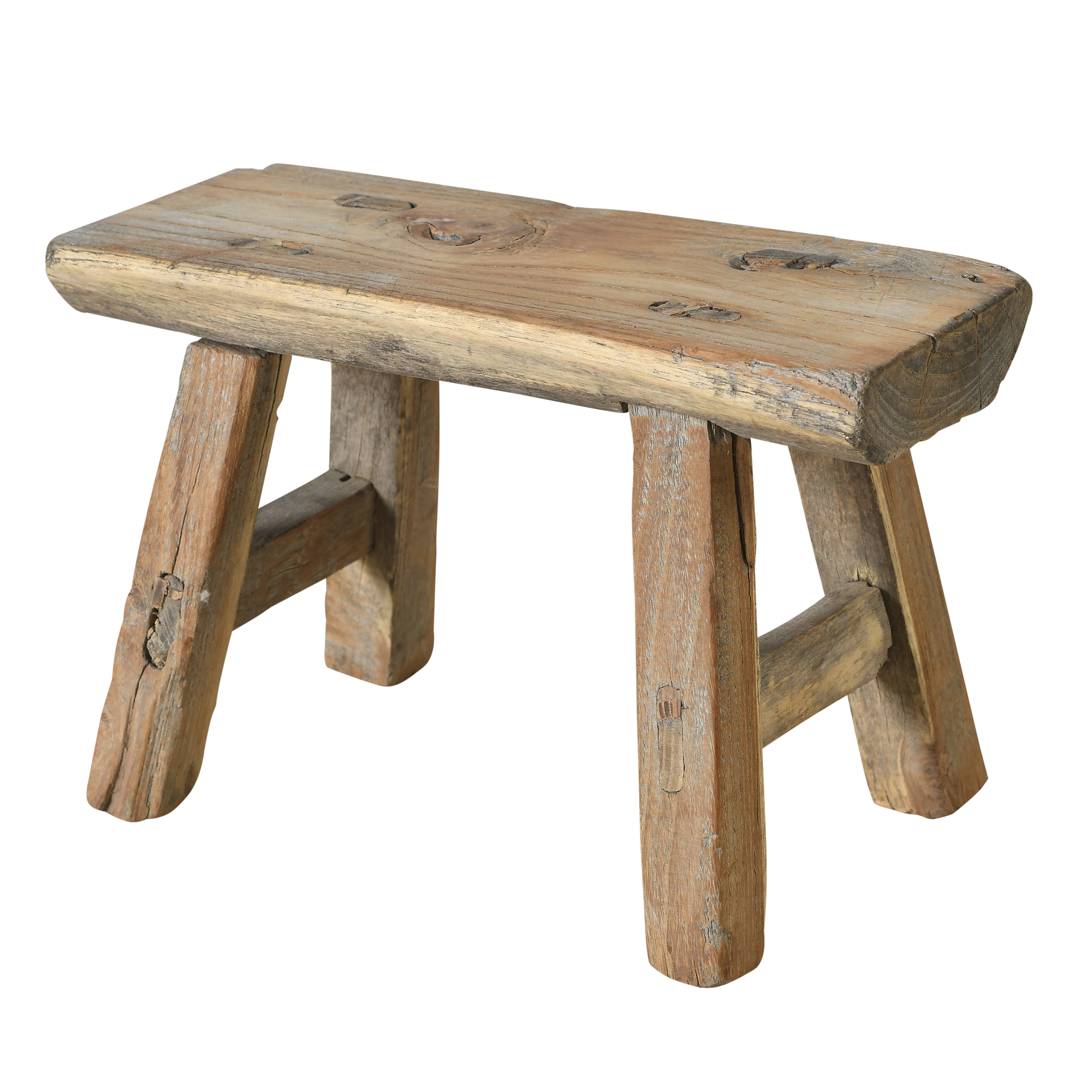 Nuo - Mini tabouret ancien en orme n°50 - vue 2