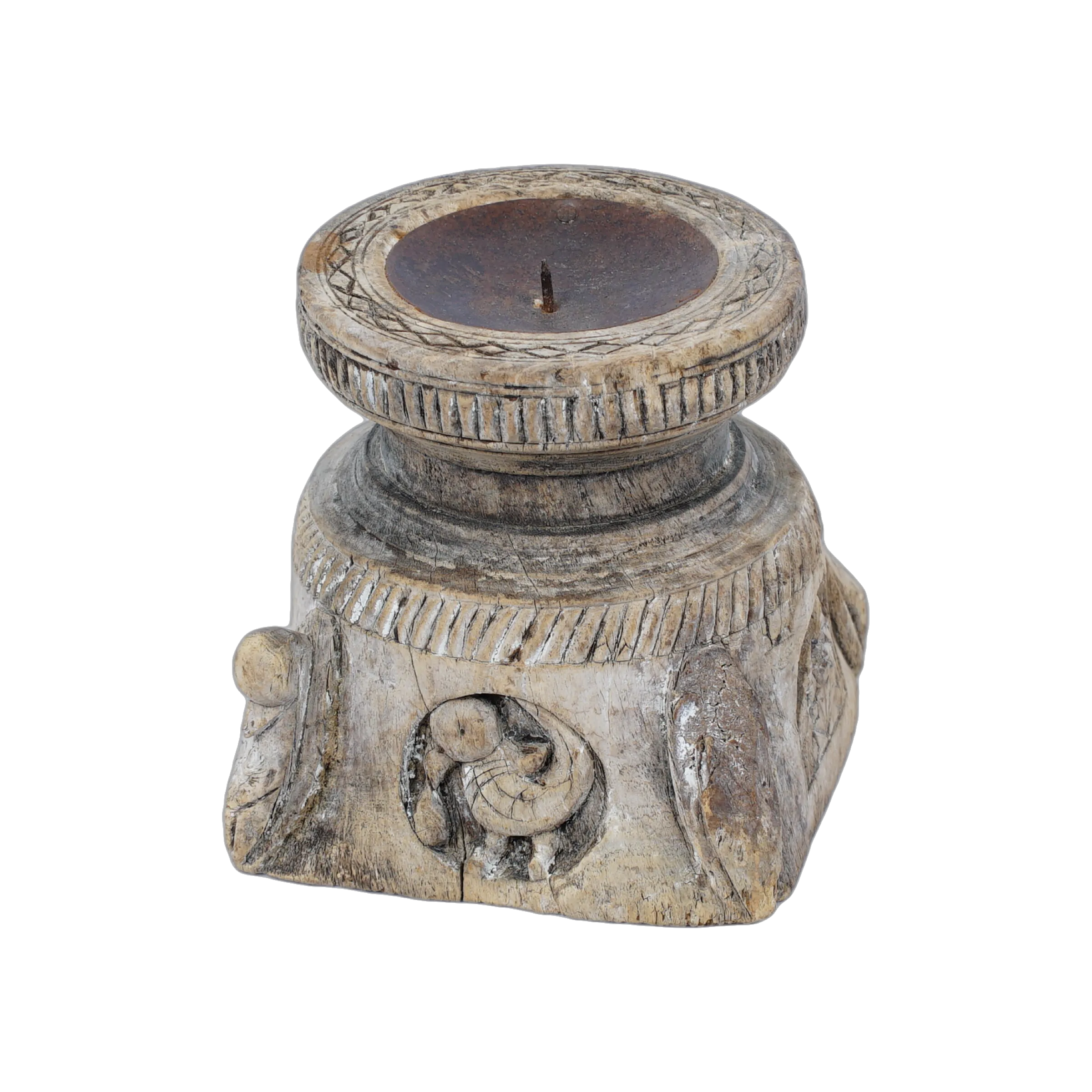 Bijani - Bougeoir en bois ancien n°104 - vue 4