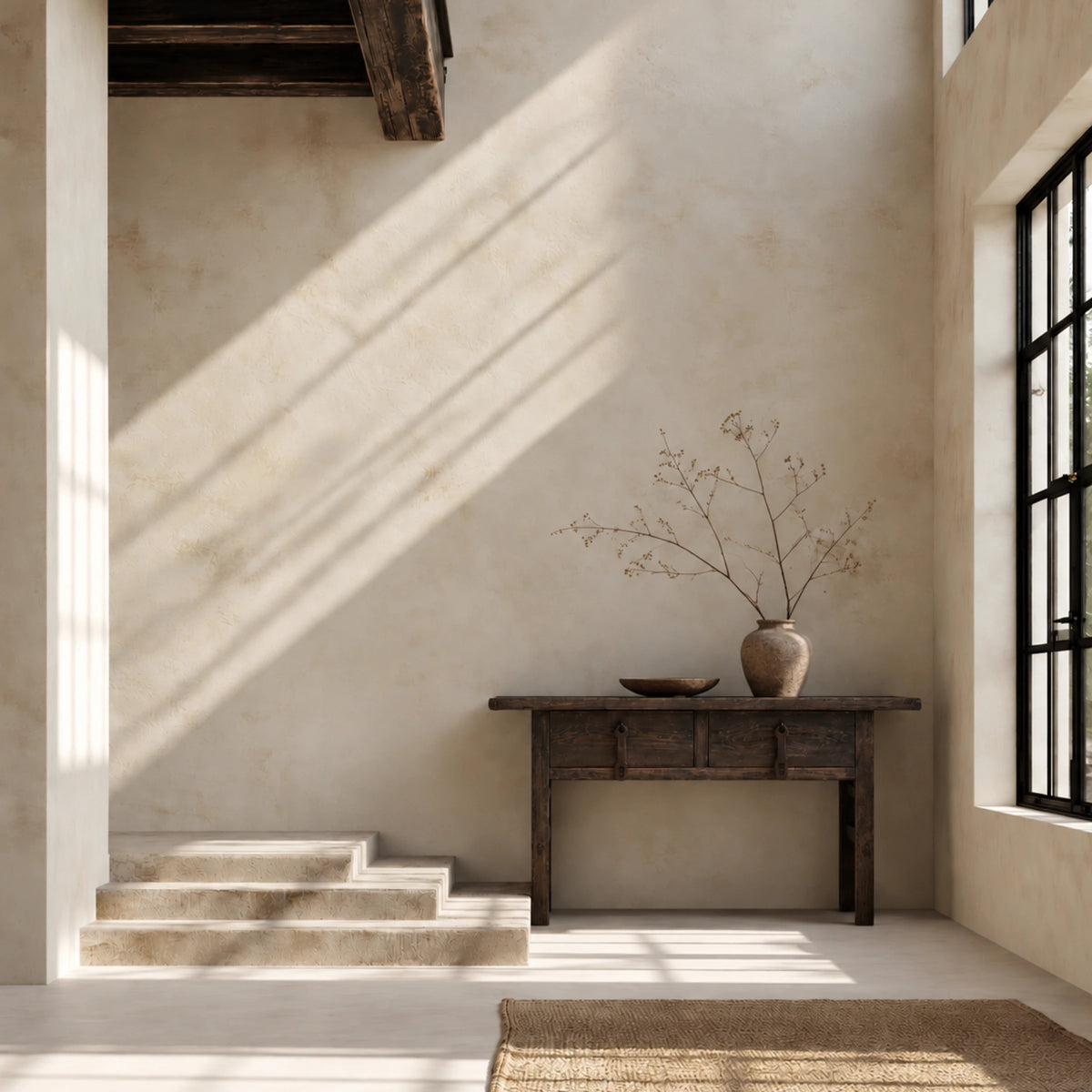 Taian - Console chinoise en orme à tiroirs n°1
