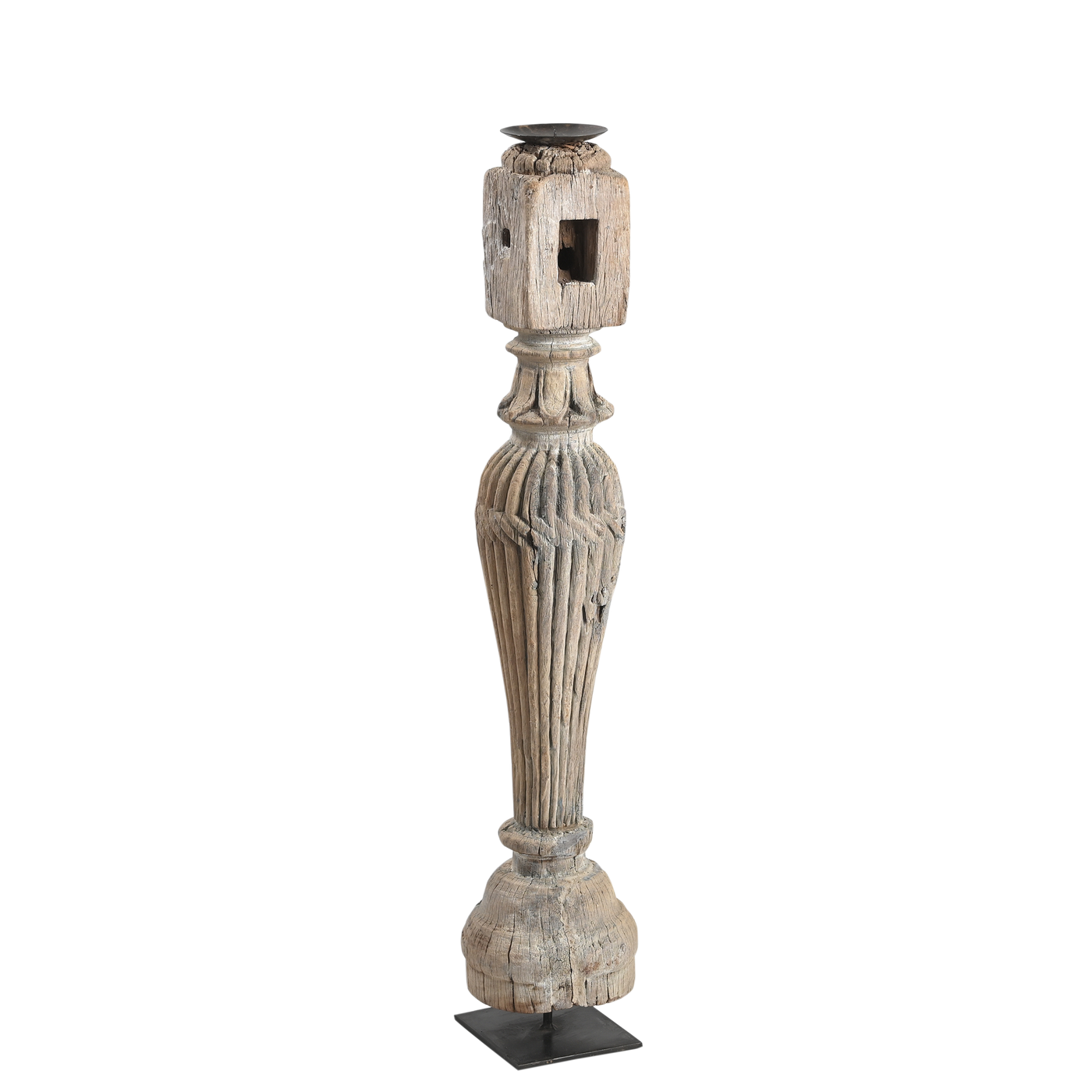 Rajvansh - Old wooden candle holder n°62
