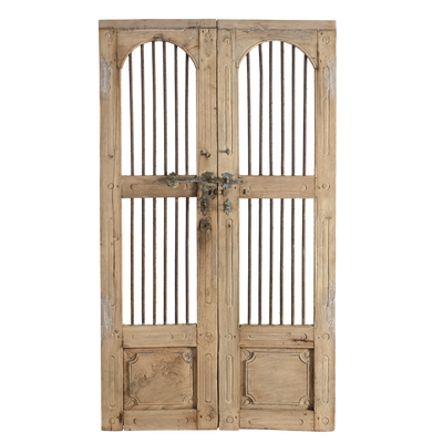 SUJASAR - Indian door carved with iron bars n ° 2