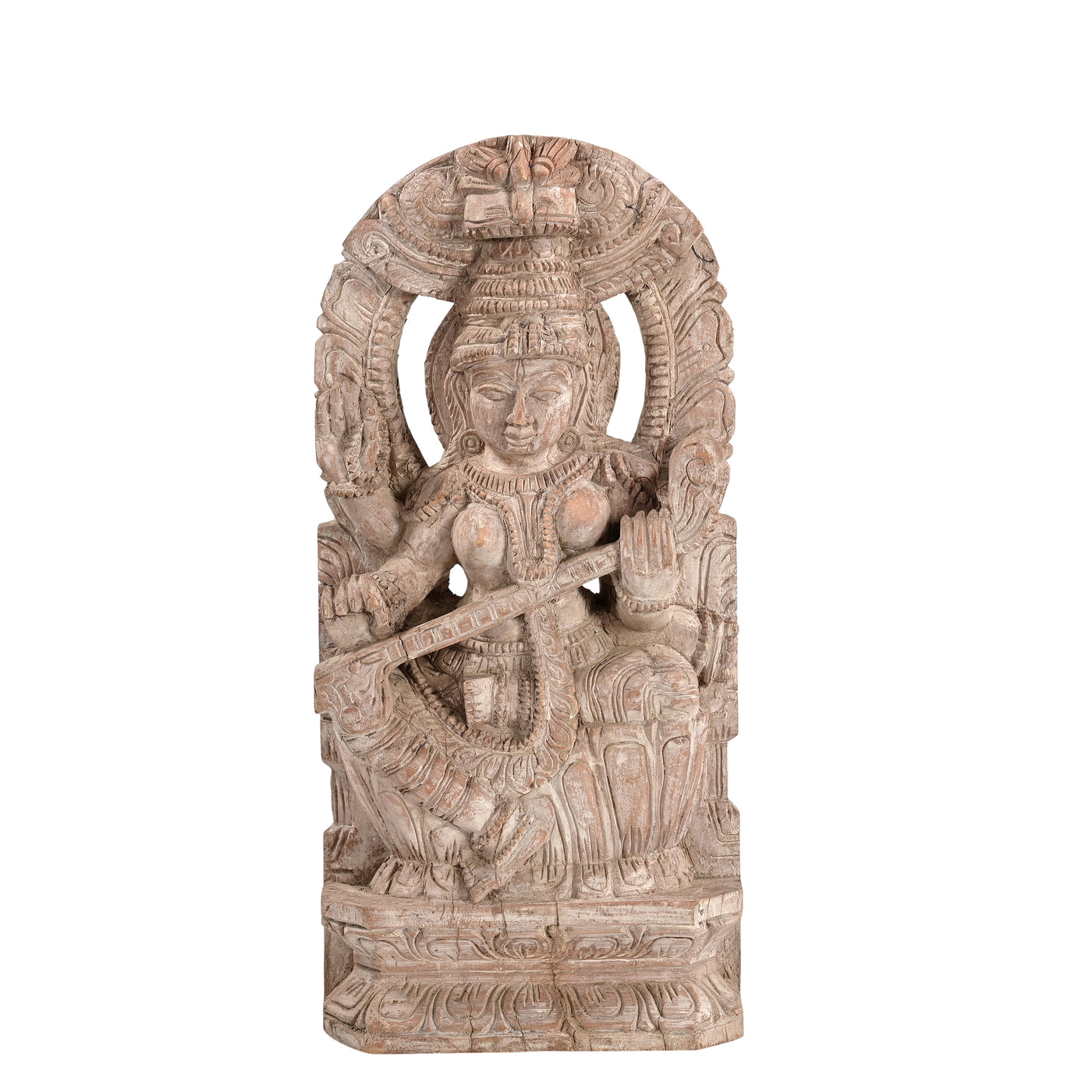 Devanamari - Statue of wooden saraswati n ° 1