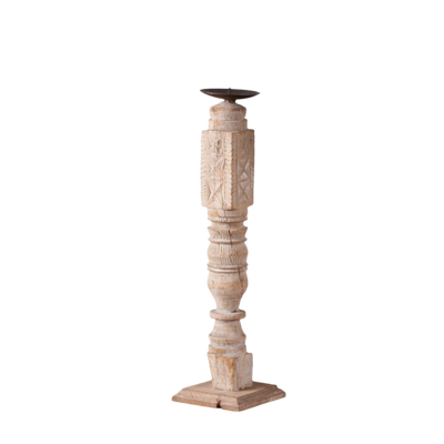 Momabatti - Light wooden candle holder carved nº204