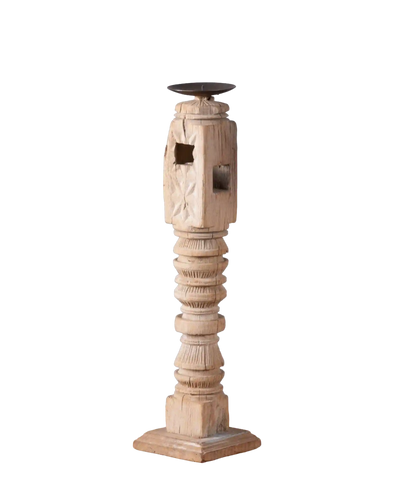 JYOTI - Light wooden candle holder sculpted 3