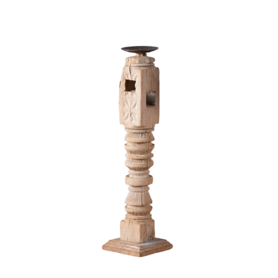 Momabatti - Light wooden candle holder carved nº204