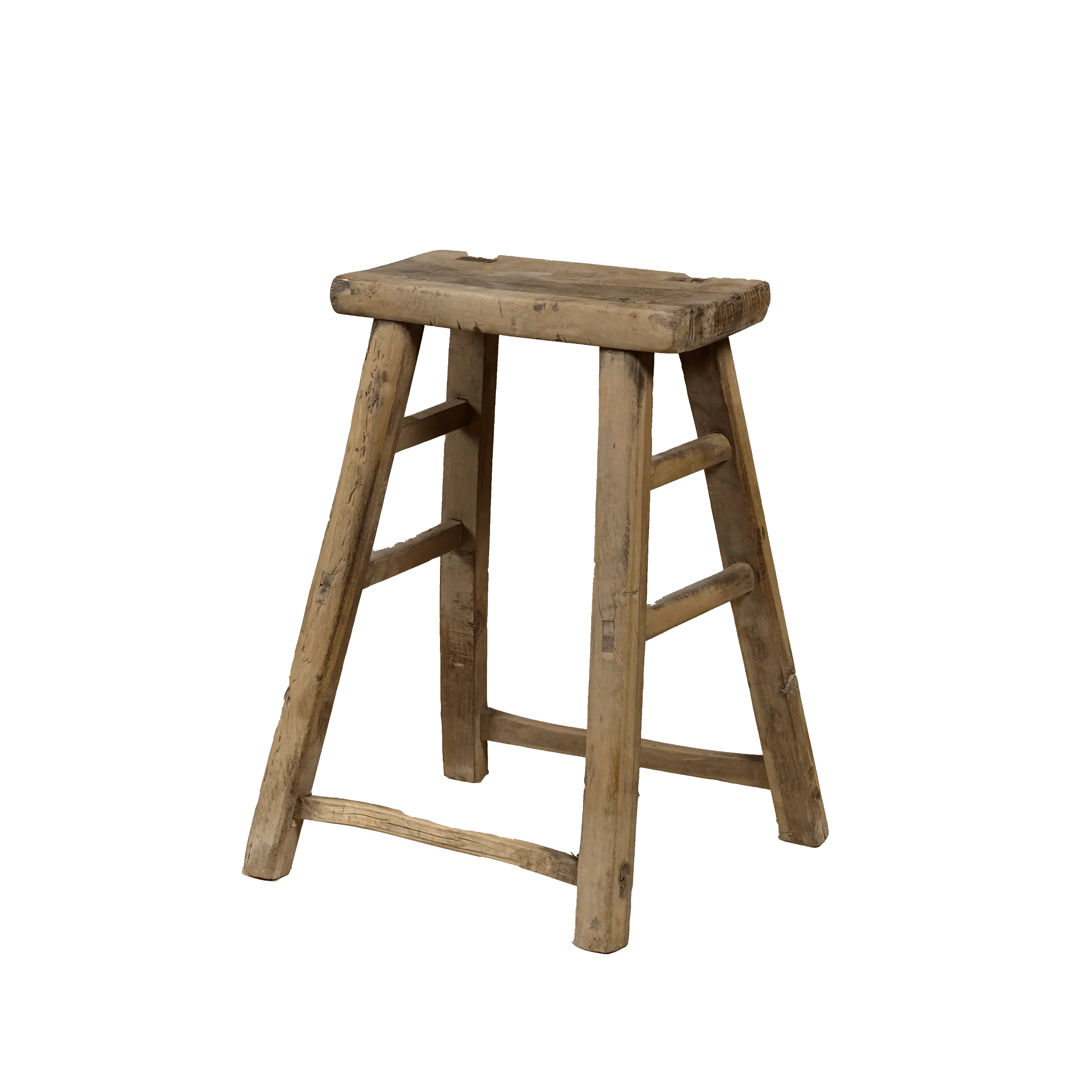 Zao - Tabouret rectangulaire en orme ancien n°1